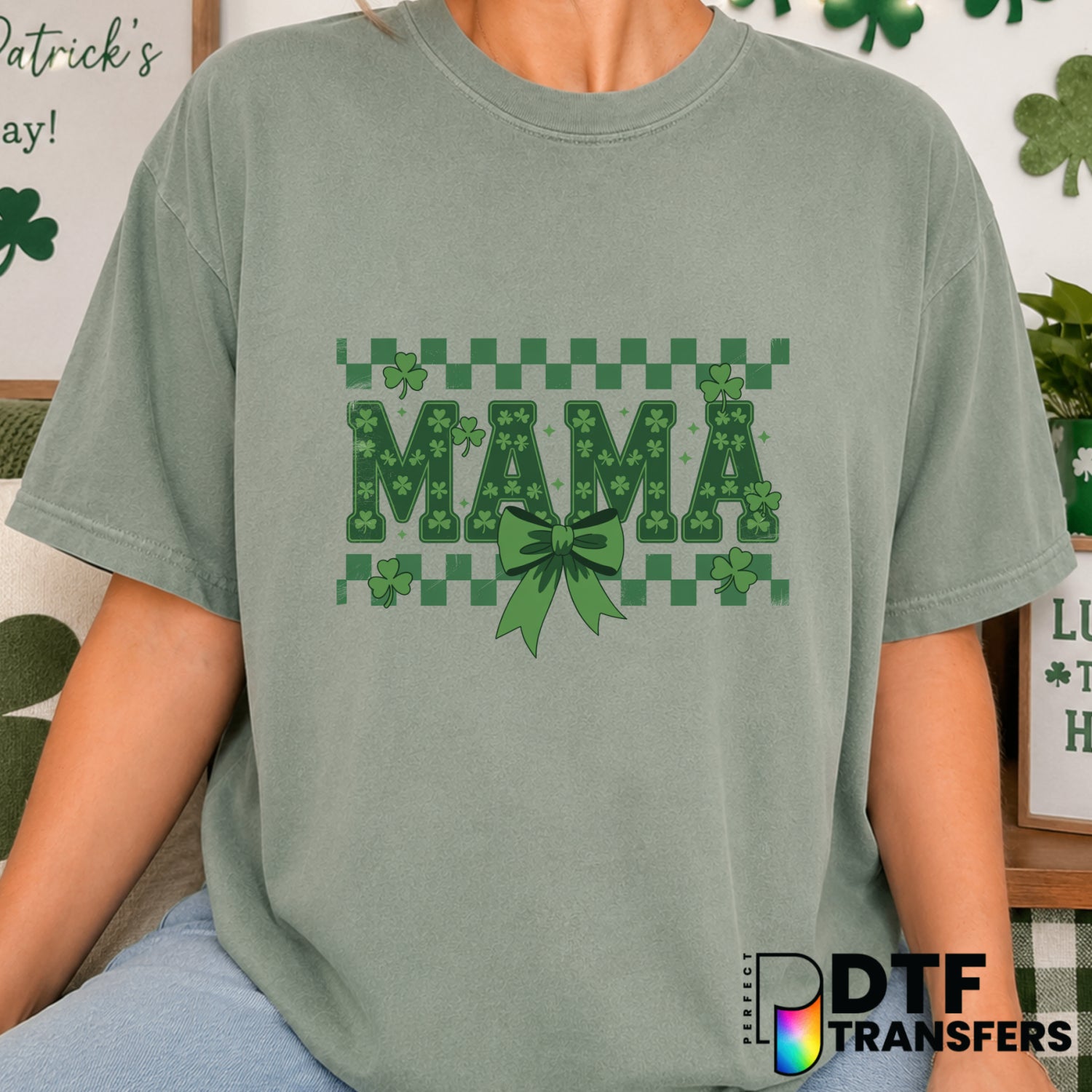Mama Coquette Checkered Varsity Grunge St. Patrick's Day – DTF Transfer (view 2 of 2) – by Perfect DTF Transfers – Premade...