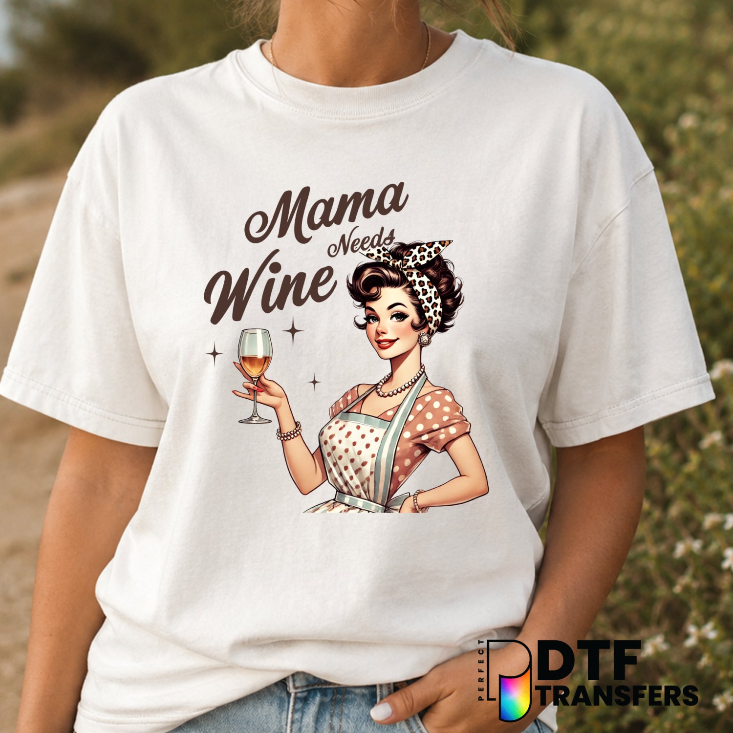 Mama Needs Wine – Mother's Day DTF Transfer (view 2 of 2) – by Perfect DTF Transfers – Premade DTF Transfers – Mother's Da...