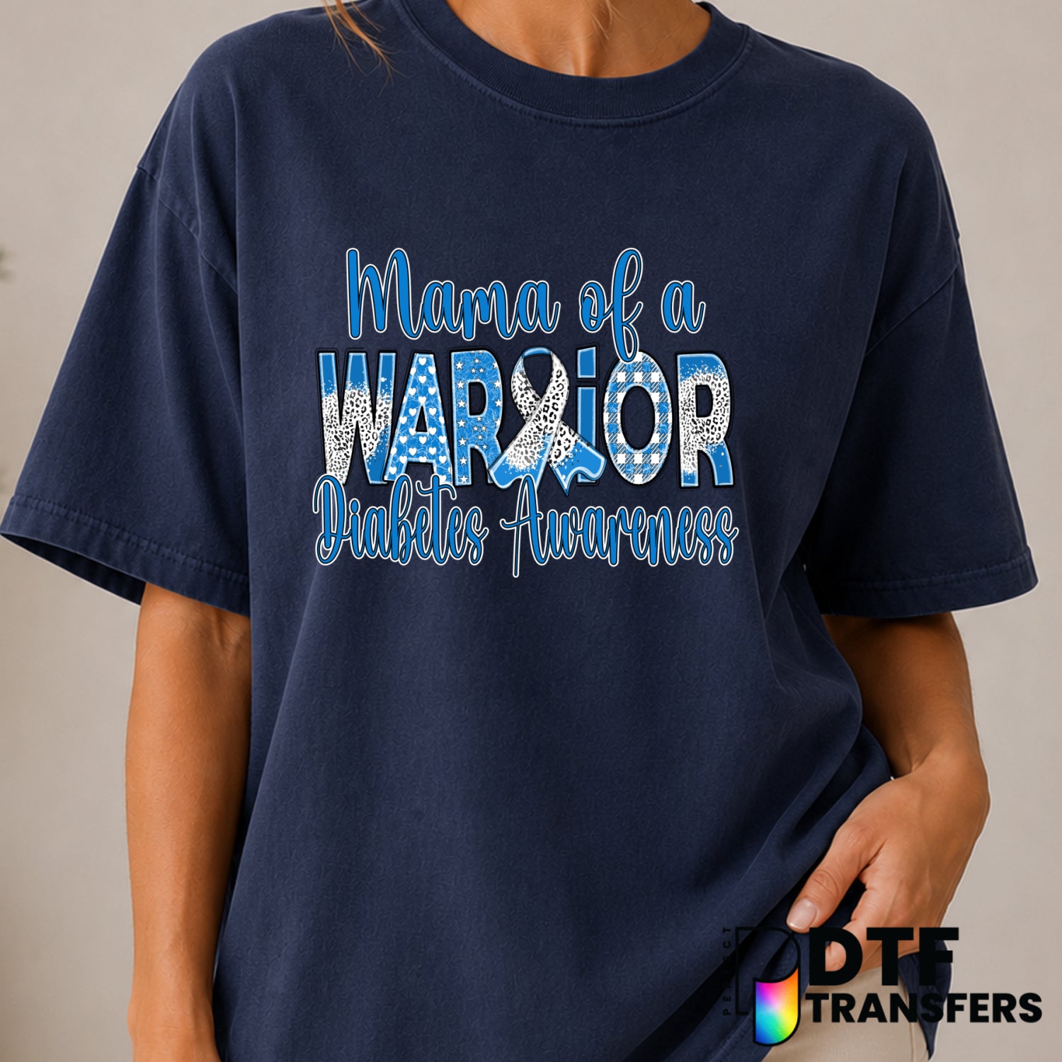 Mama Of A Warrior Diabetes Awareness – DTF Transfer (view 1 of 2) – by Perfect DTF Transfers – Premade DTF Transfers – Dia...