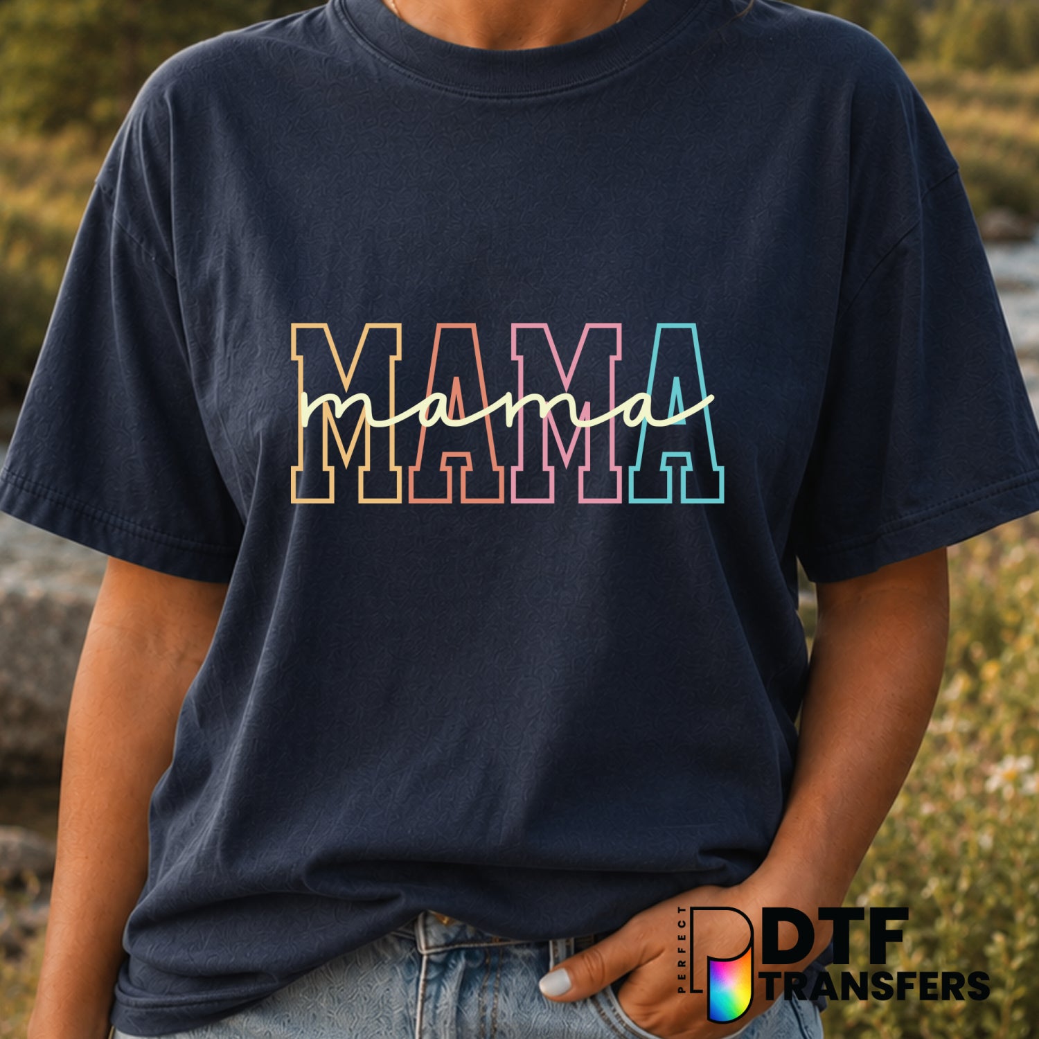 Mama Retro Colorful Varsity – Mother's Day DTF Transfer (view 1 of 2) – by Perfect DTF Transfers – Premade DTF Transfers –...