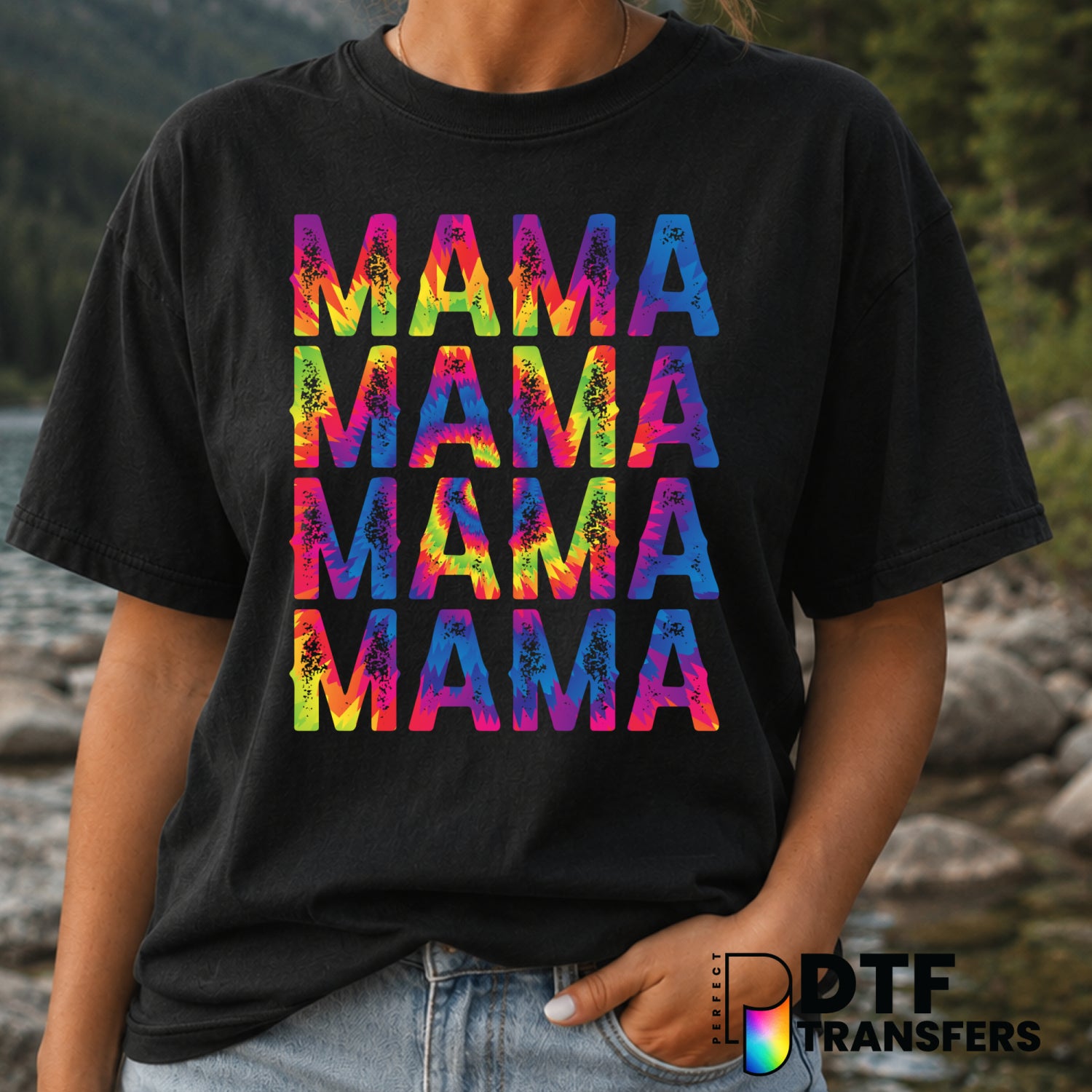 MAMA Stacked Grunge Tie Dye – Mother's Day DTF Transfer (view 2 of 2) – by Perfect DTF Transfers – Premade DTF Transfers –...
