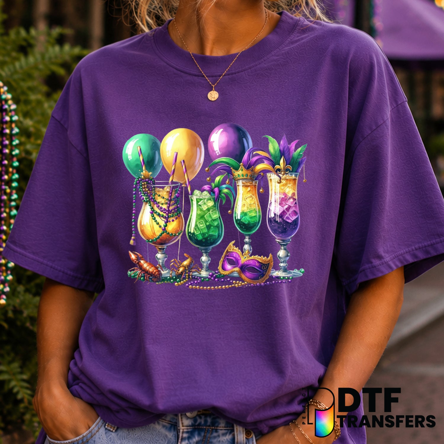 Mardi Gras Drinks – Mardi Gras DTF Transfer (view 2 of 2) – by Perfect DTF Transfers – Premade DTF Transfers – Mardi Gras,...