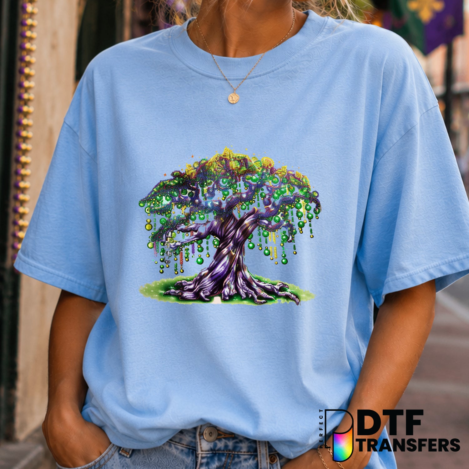 Mardi Gras Glitter Tree – DTF Transfer (view 1 of 2) – by Perfect DTF Transfers – Premade DTF Transfers – Mardi Gras, Fest...