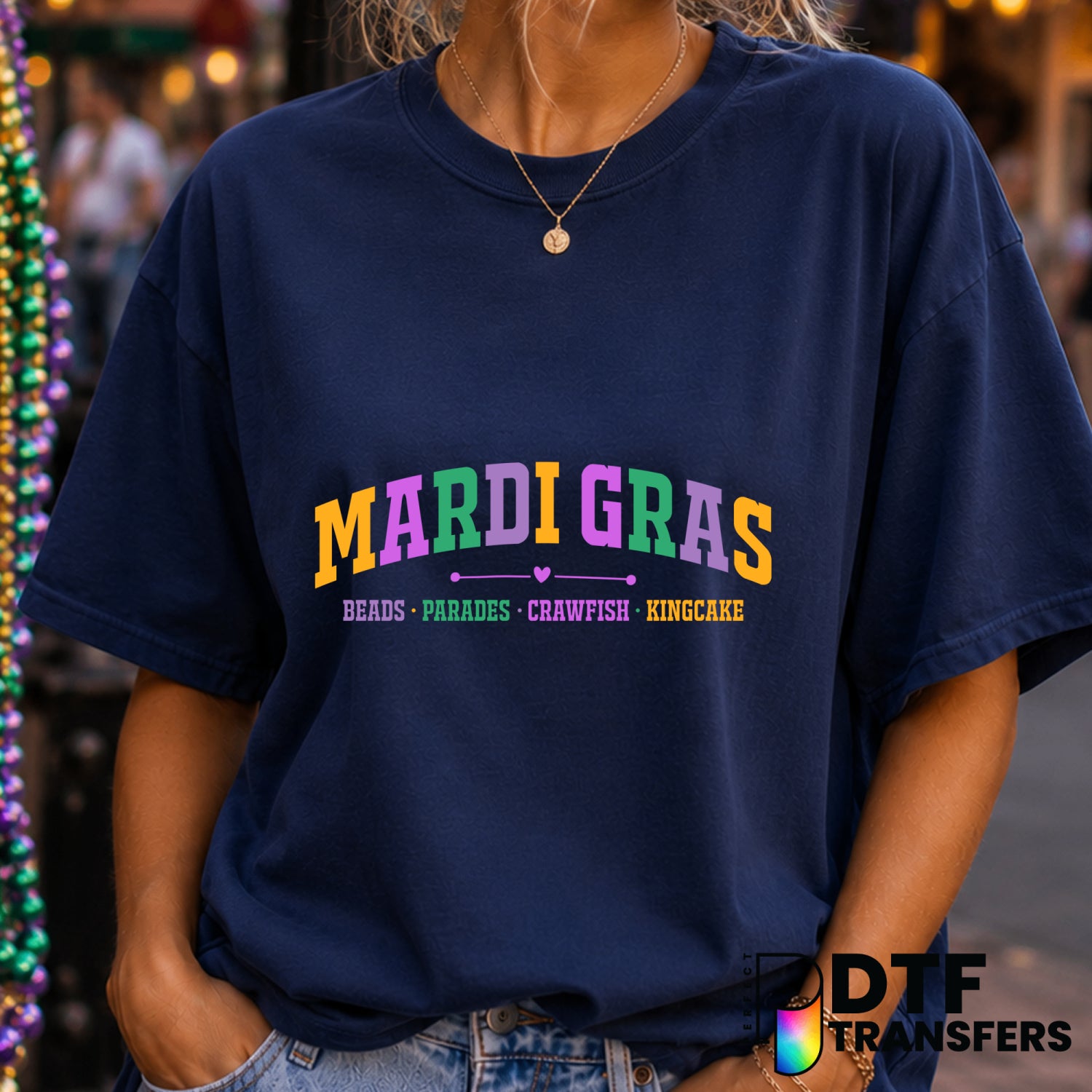 Mardi Gras Varsity Arch – DTF Transfer (view 2 of 2) – by Perfect DTF Transfers – Premade DTF Transfers – Mardi Gras, Fest...