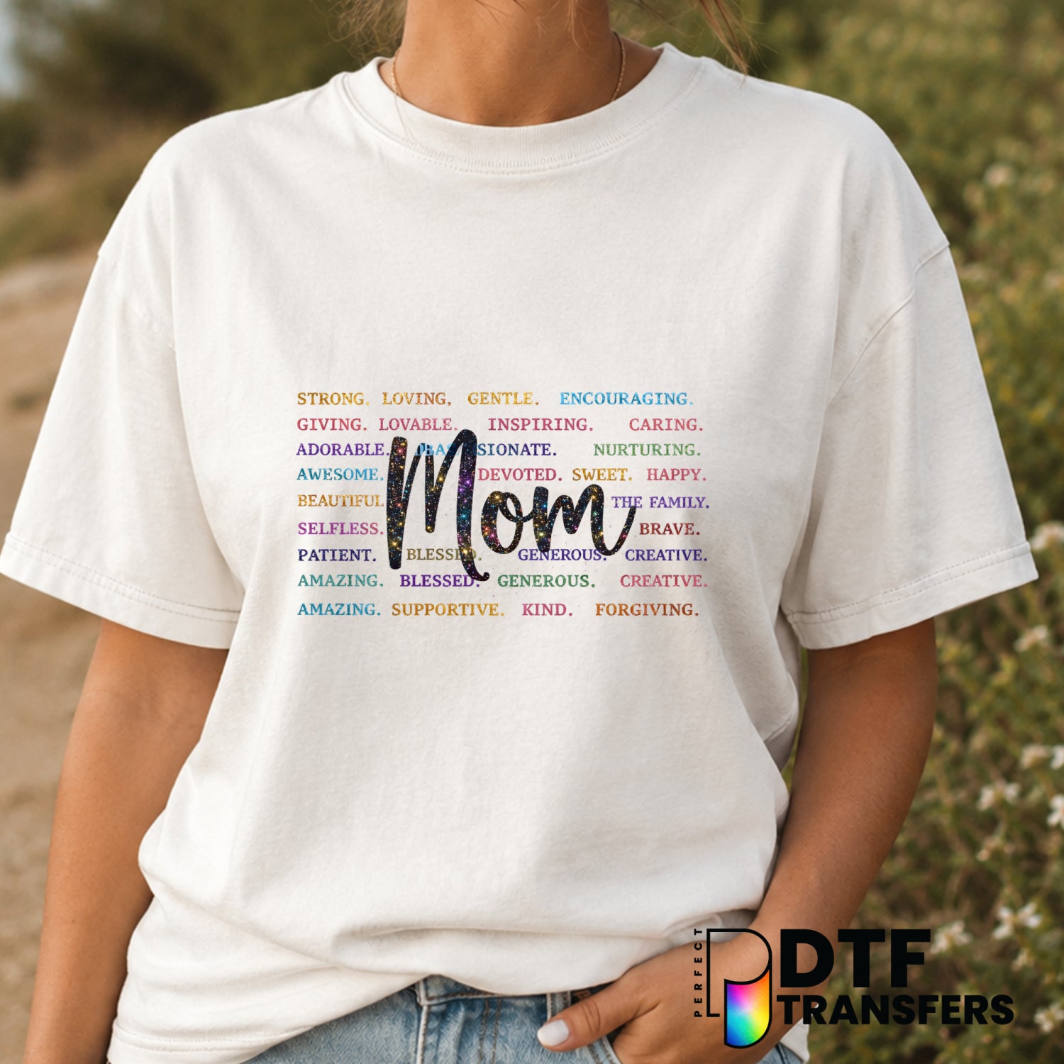Mom Faux Sparkle – Mother's Day DTF Transfer (view 1 of 2) – by Perfect DTF Transfers – Premade DTF Transfers – Mother's D...