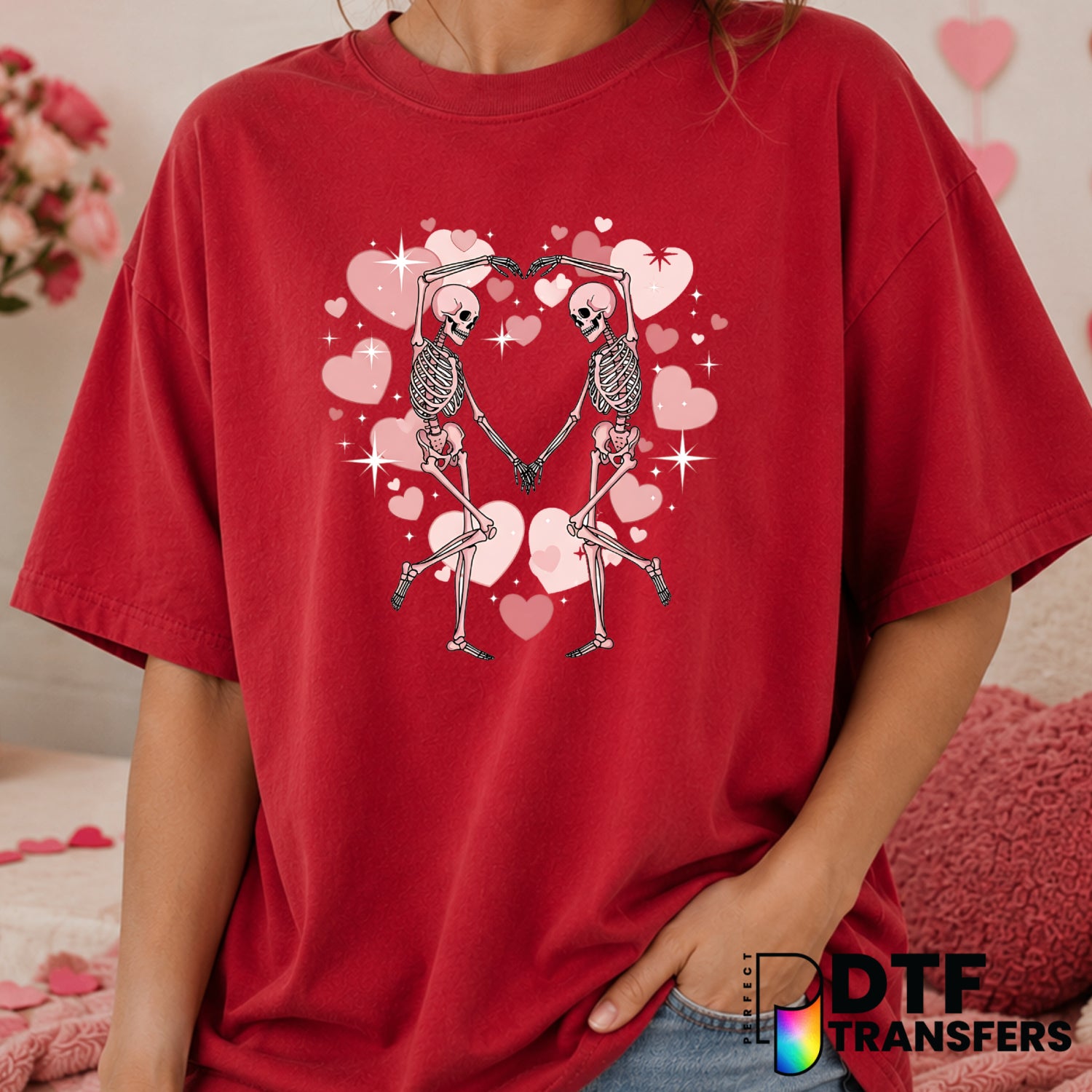 MY HEART BEATS FOR YOU – Valentine's Day DTF Transfer (view 1 of 2) – by Perfect DTF Transfers – Premade DTF Transfers – V...