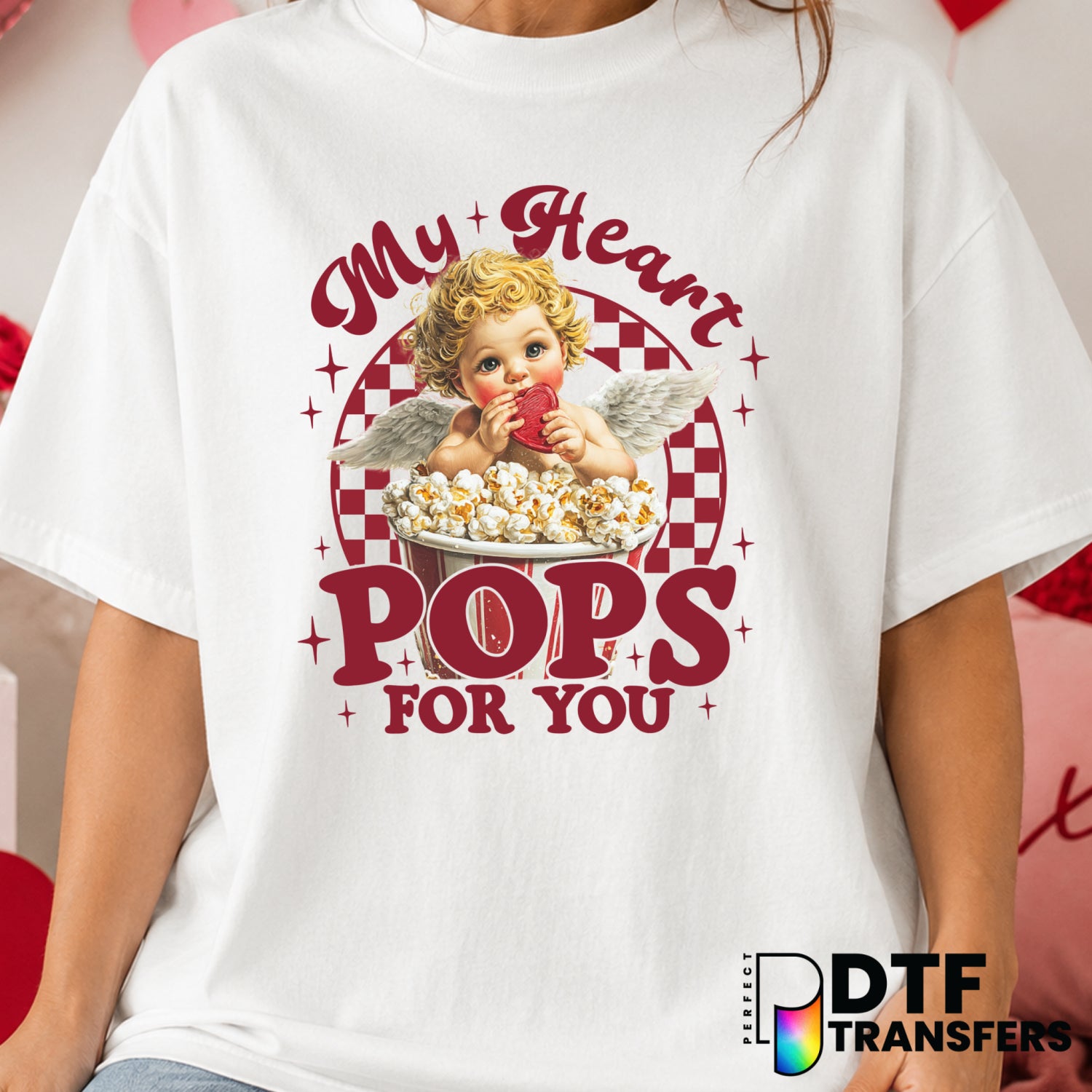 My Heart Pops For You – Valentine's Day DTF Transfer (view 1 of 2) – by Perfect DTF Transfers – Premade DTF Transfers – Va...