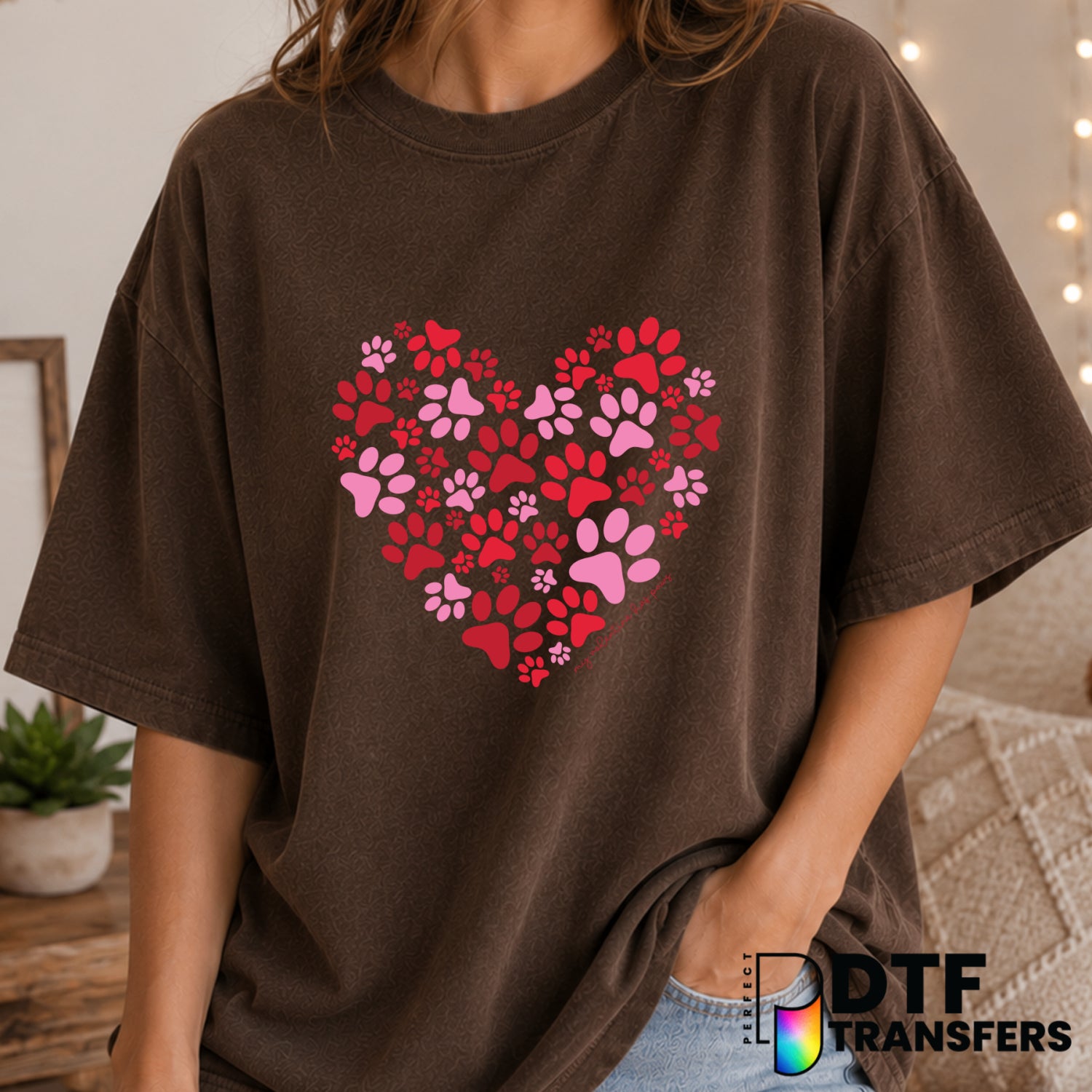 My Valentine Has Paws – Valentine's Day DTF Transfer (view 1 of 2) – by Perfect DTF Transfers – Premade DTF Transfers – Va...