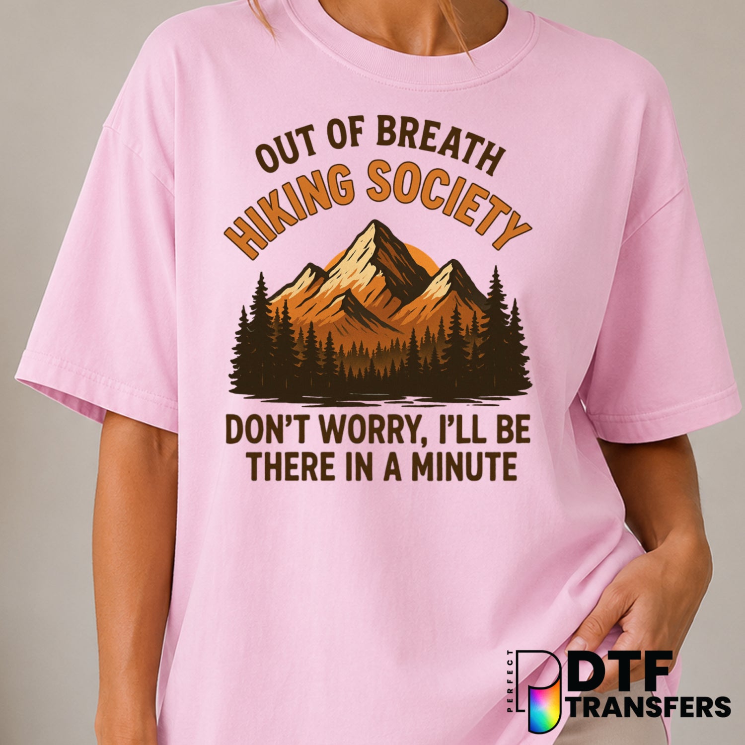 OUT OF BREATH HIKING SOCIETY – Hiking DTF Transfer (view 1 of 2) – by Perfect DTF Transfers – Premade DTF Transfers – Hiki...