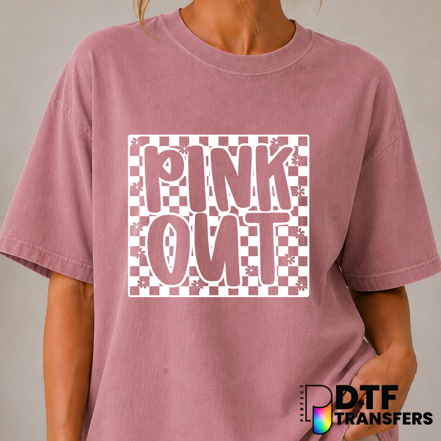 Pink Out Cancer Awareness – DTF Transfer (view 2 of 2) – by Perfect DTF Transfers – Premade DTF Transfers – Cancer Awarene...