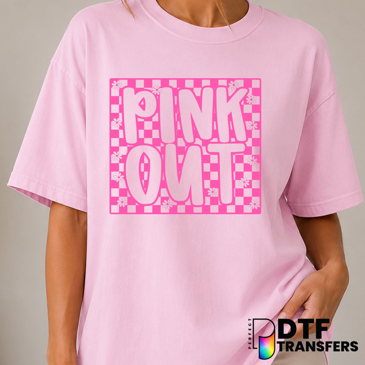 Pink Out – Cancer Awareness DTF Transfer (view 2 of 2) – by Perfect DTF Transfers – Premade DTF Transfers – Cancer Awarene...