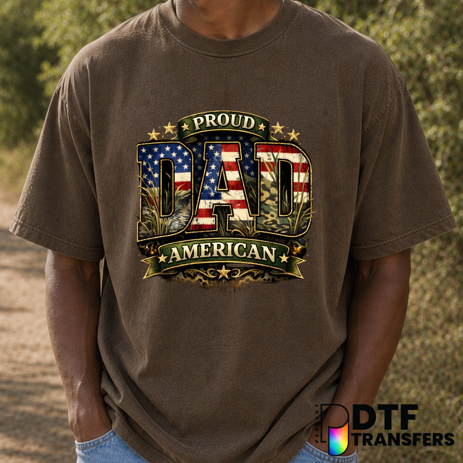 Proud American Dad – Father's Day DTF Transfer (view 1 of 2) – by Perfect DTF Transfers – Premade DTF Transfers – Father's...