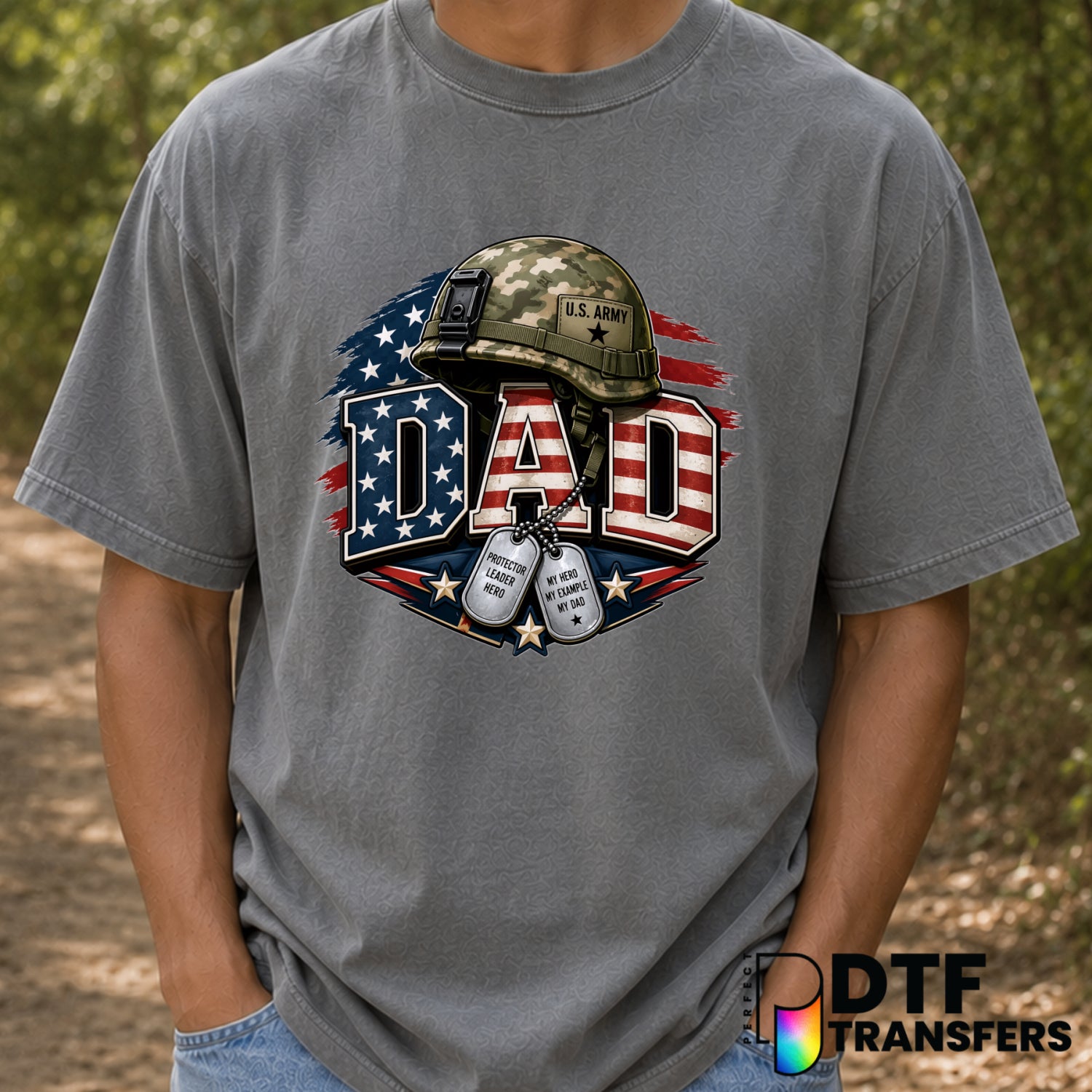 Proud Army Dad – Father's Day DTF Transfer (view 1 of 2) – by Perfect DTF Transfers – Premade DTF Transfers – Father's Day...