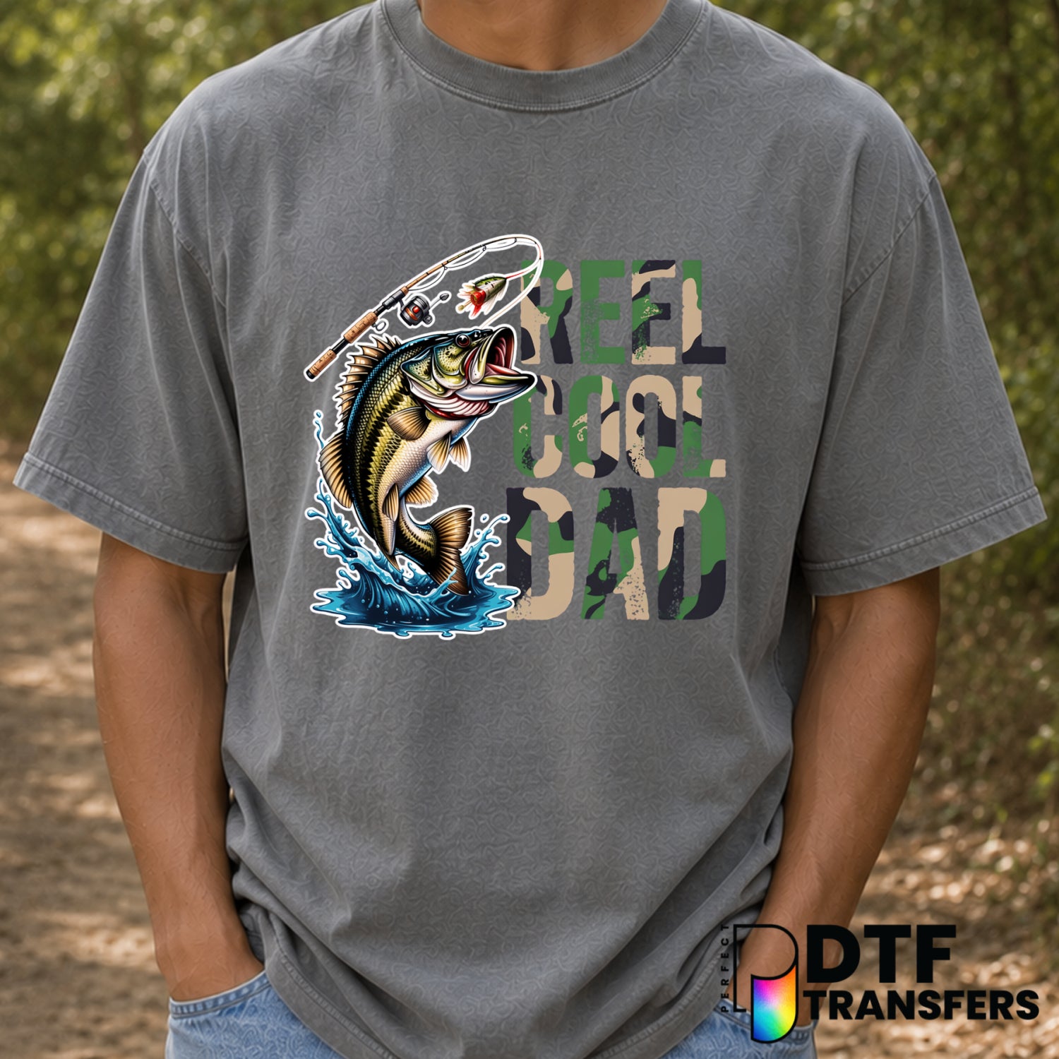 REEL COOL DAD BASS FISHING – Father's Day DTF Transfer (view 2 of 2) – by Perfect DTF Transfers – Premade DTF Transfers –...