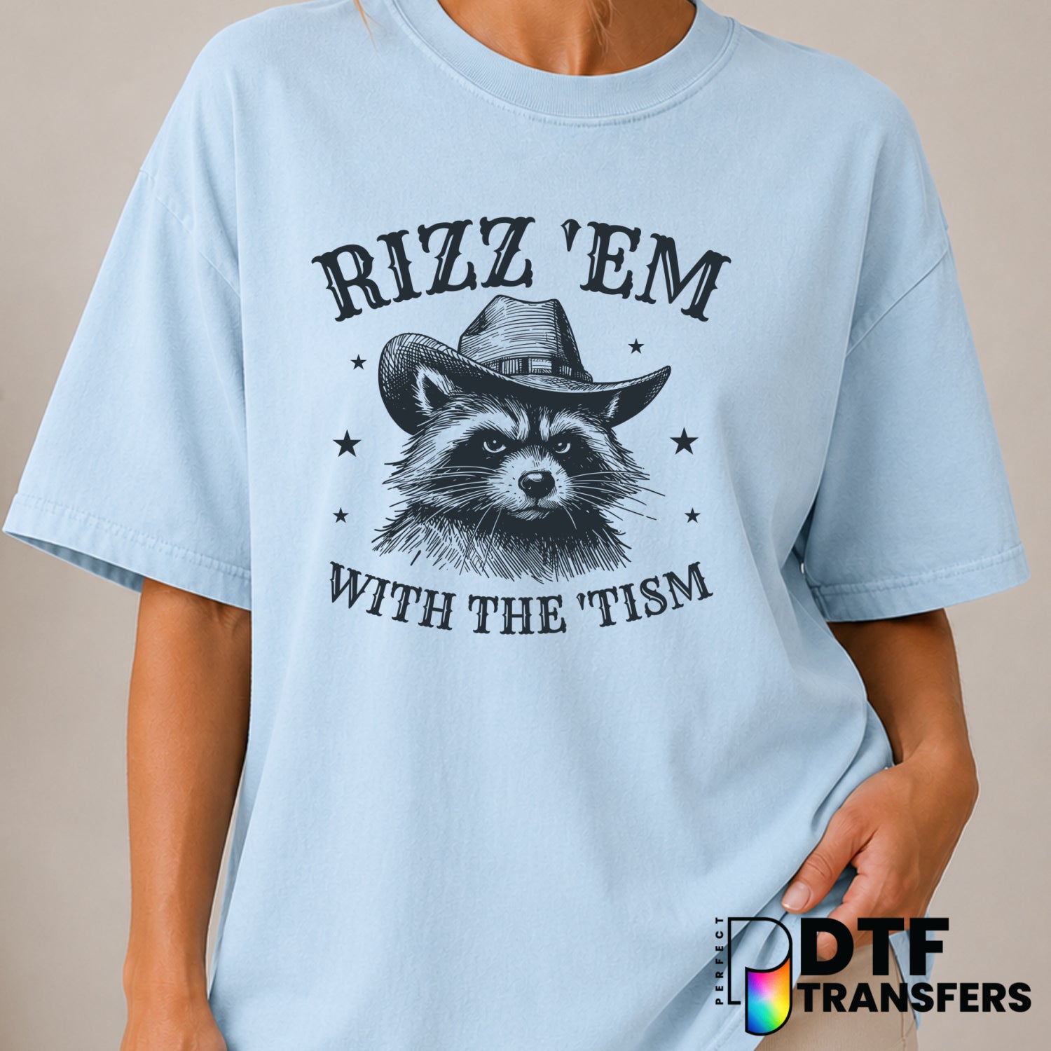 Rizz Em With The Tism Cowbot Neurodiversity – Autism Awareness DTF Transfer (view 1 of 2) – by Perfect DTF Transfers – Pre...