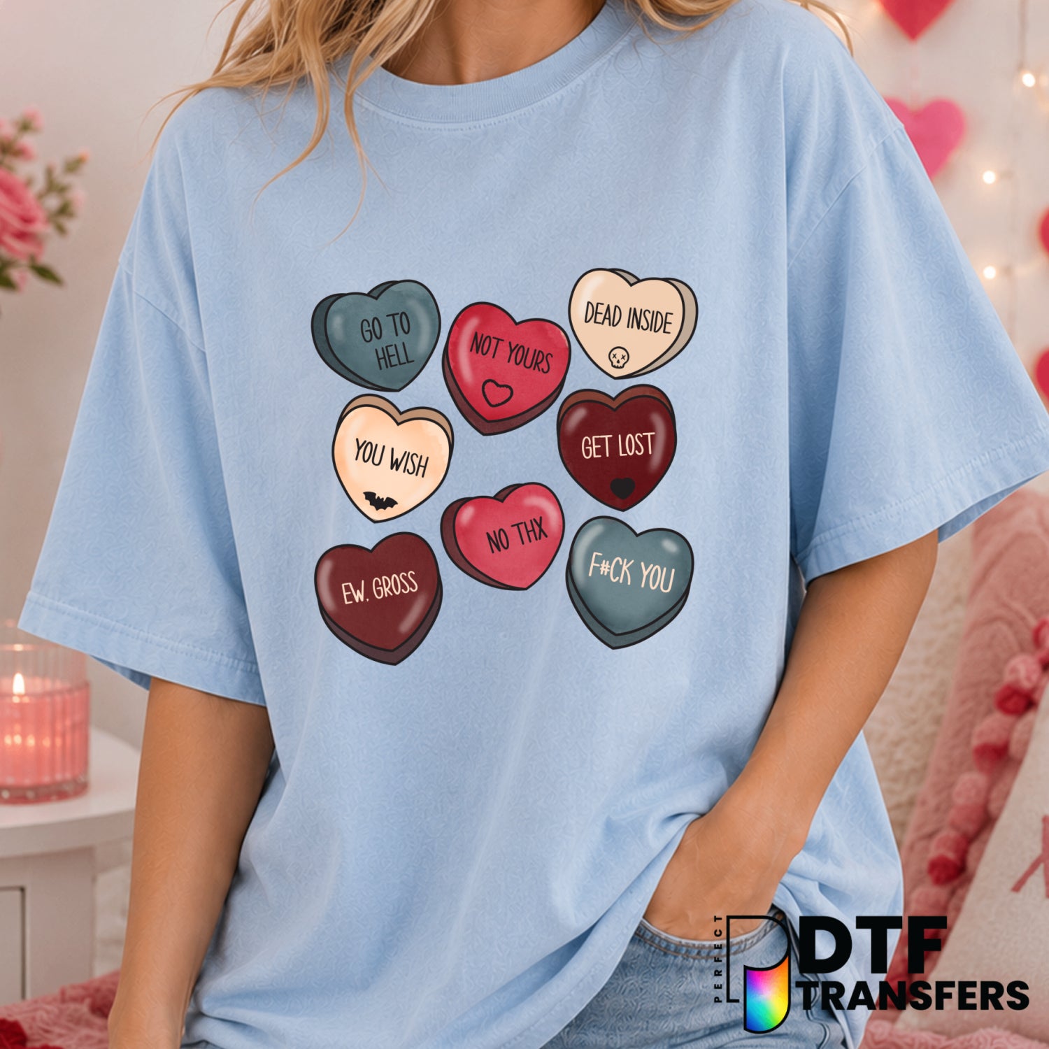 Sarcastic Conversation Hearts – Valentine's Day DTF Transfer (view 1 of 2) – by Perfect DTF Transfers – Premade DTF Transf...