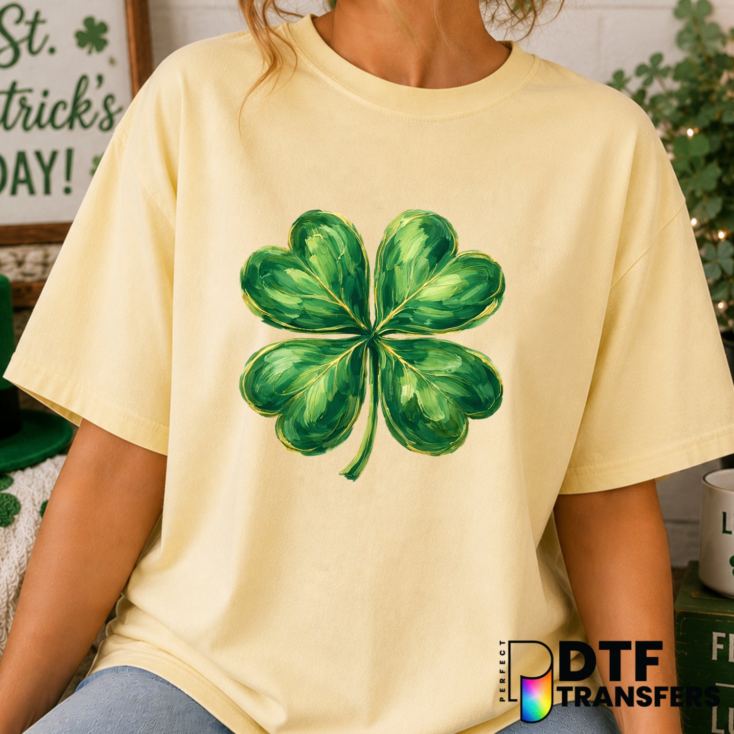 Shamrock – St. Patrick's Day DTF Transfer (view 2 of 2) – by Perfect DTF Transfers – Premade DTF Transfers – St. Patrick's...