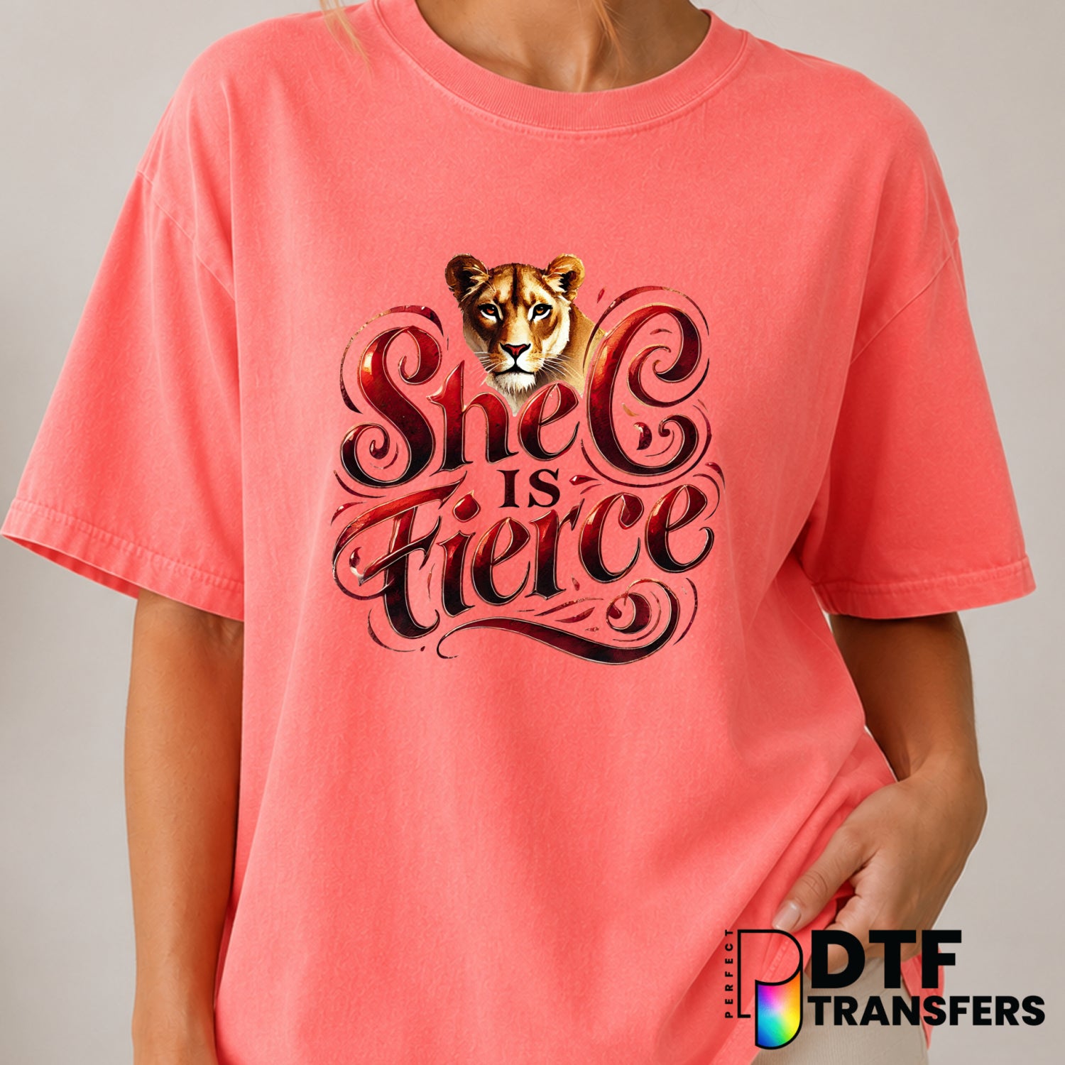 She Is FIERCE Lioness – Women Empowerment DTF Transfer (view 1 of 2) – by Perfect DTF Transfers – Premade DTF Transfers –...