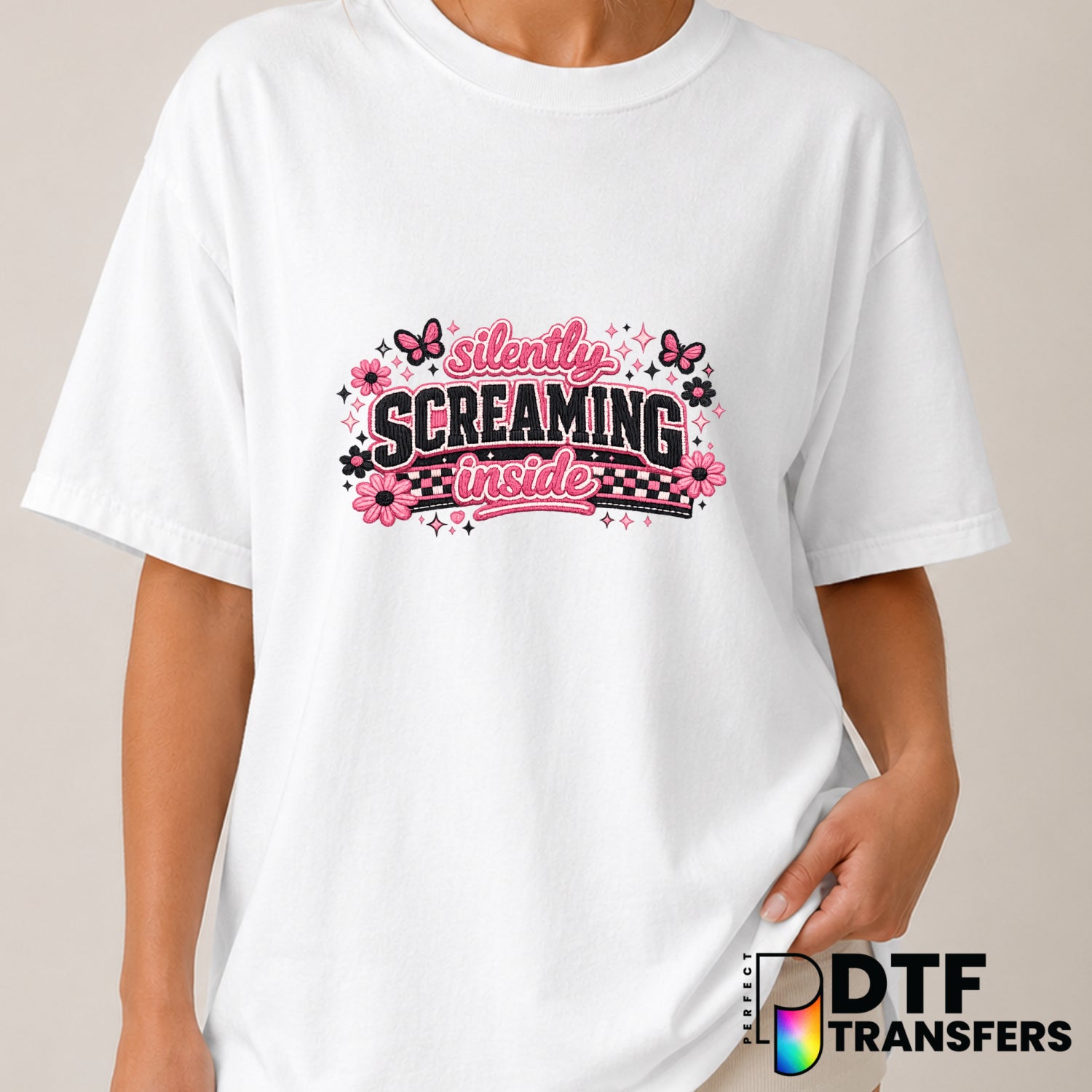 Silently Screaming Inside – Mental Health Awareness DTF Transfer (view 1 of 2) – by Perfect DTF Transfers – Premade DTF Tr...