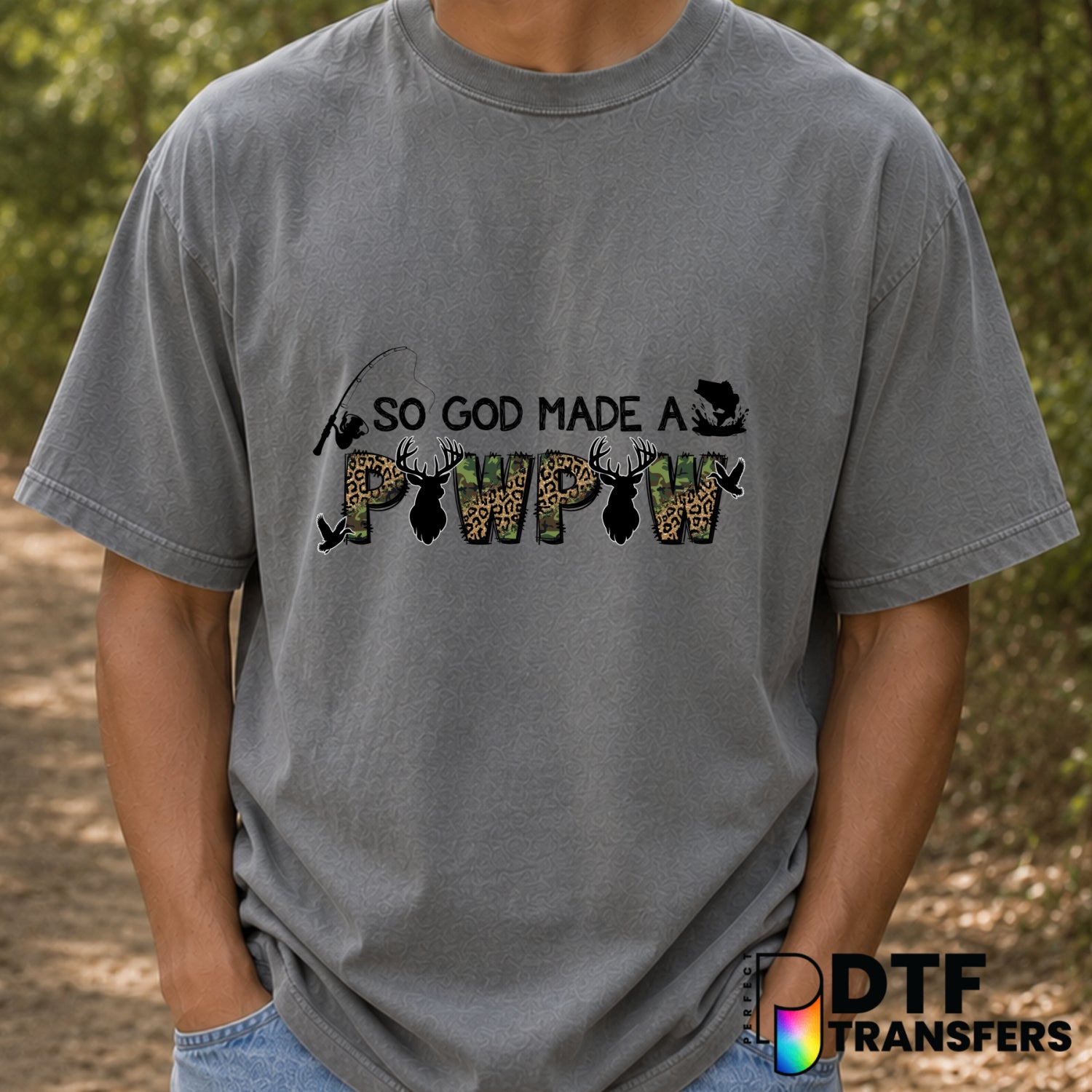 So God Made A Paw Paw Hunting and Fishing – Father's Day DTF Transfer (view 1 of 2) – by Perfect DTF Transfers – Premade D...