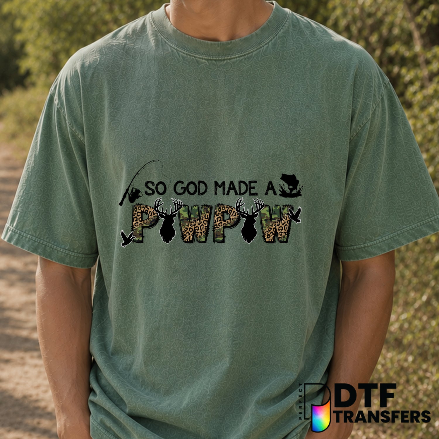 So God Made A Paw Paw Hunting and Fishing – Father's Day DTF Transfer (view 2 of 2) – by Perfect DTF Transfers – Premade D...