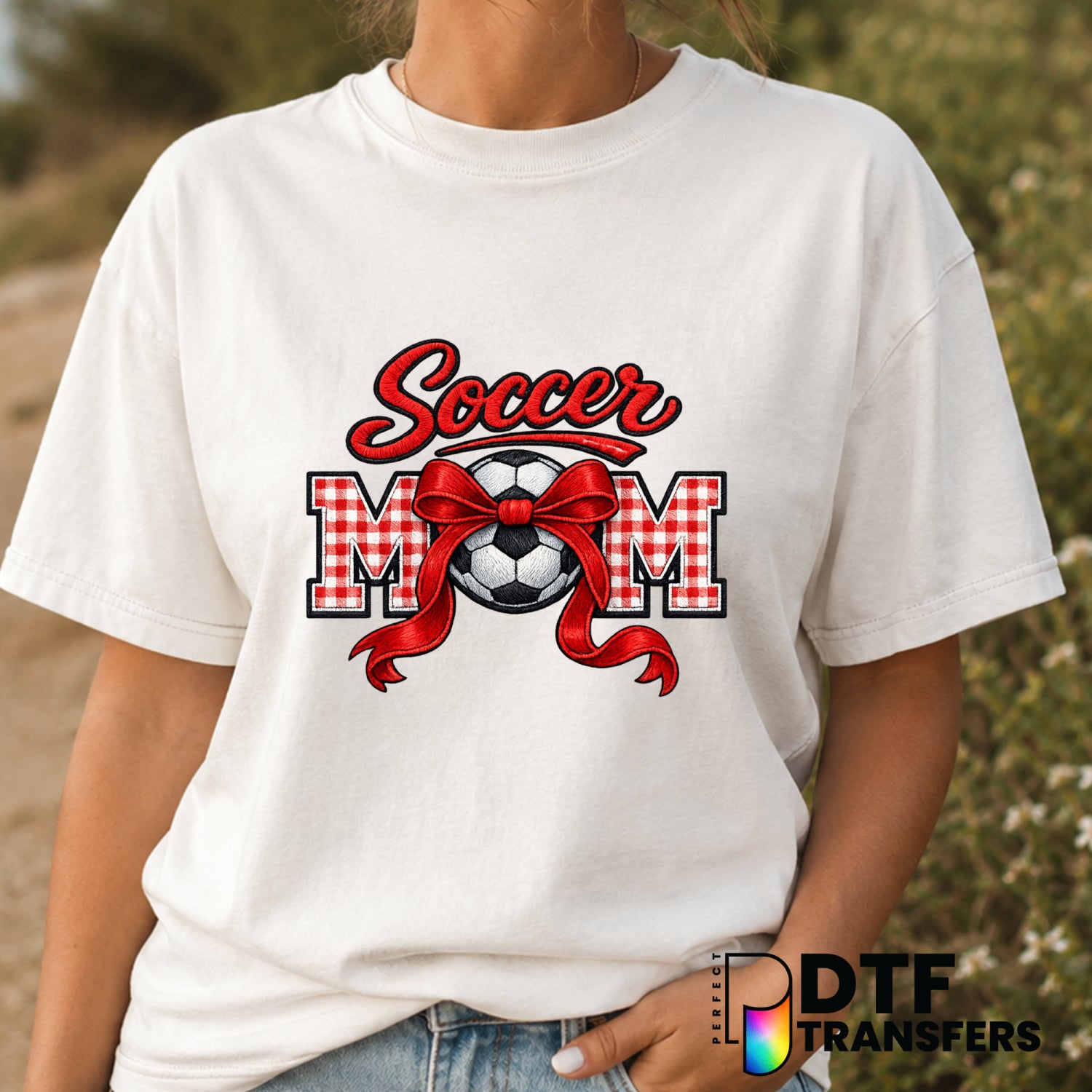 Soccer Mom Coquette Bow Plaid – Mother's Day DTF Transfer (view 2 of 2) – by Perfect DTF Transfers – Premade DTF Transfers...