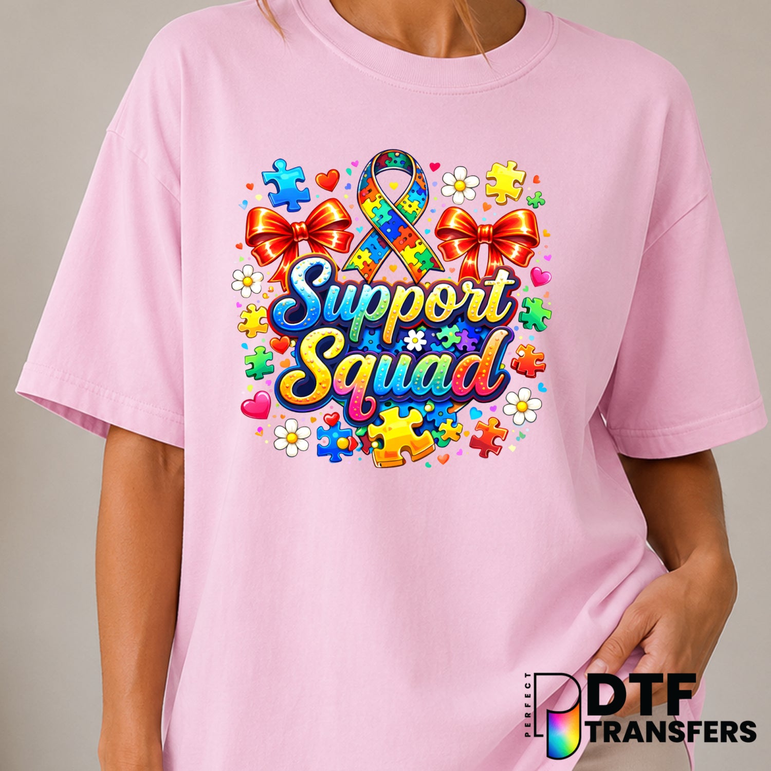 Support Squad – Autism Awareness DTF Transfer (view 1 of 2) – by Perfect DTF Transfers – Premade DTF Transfers – Autism Aw...