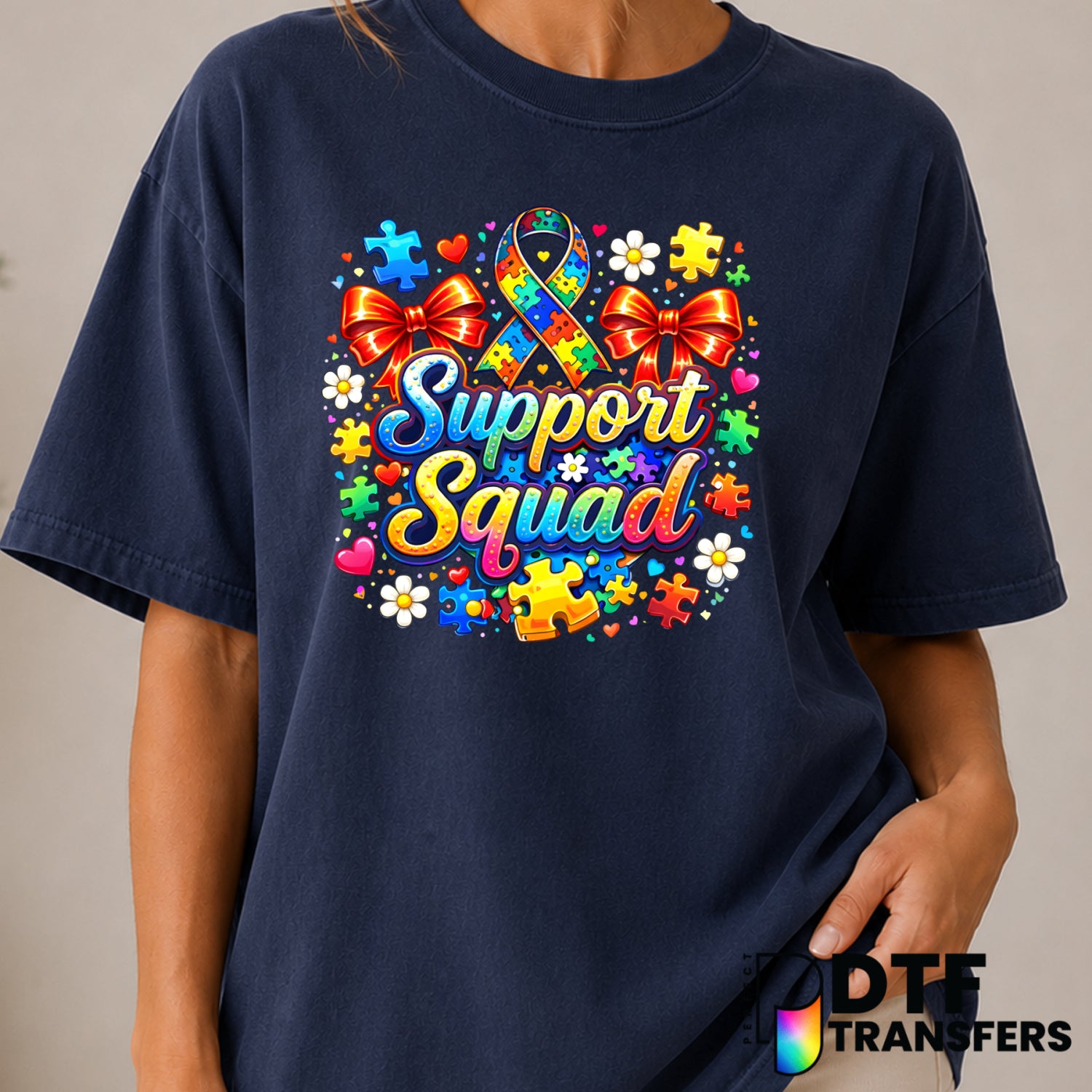 Support Squad – Autism Awareness DTF Transfer (view 2 of 2) – by Perfect DTF Transfers – Premade DTF Transfers – Autism Aw...