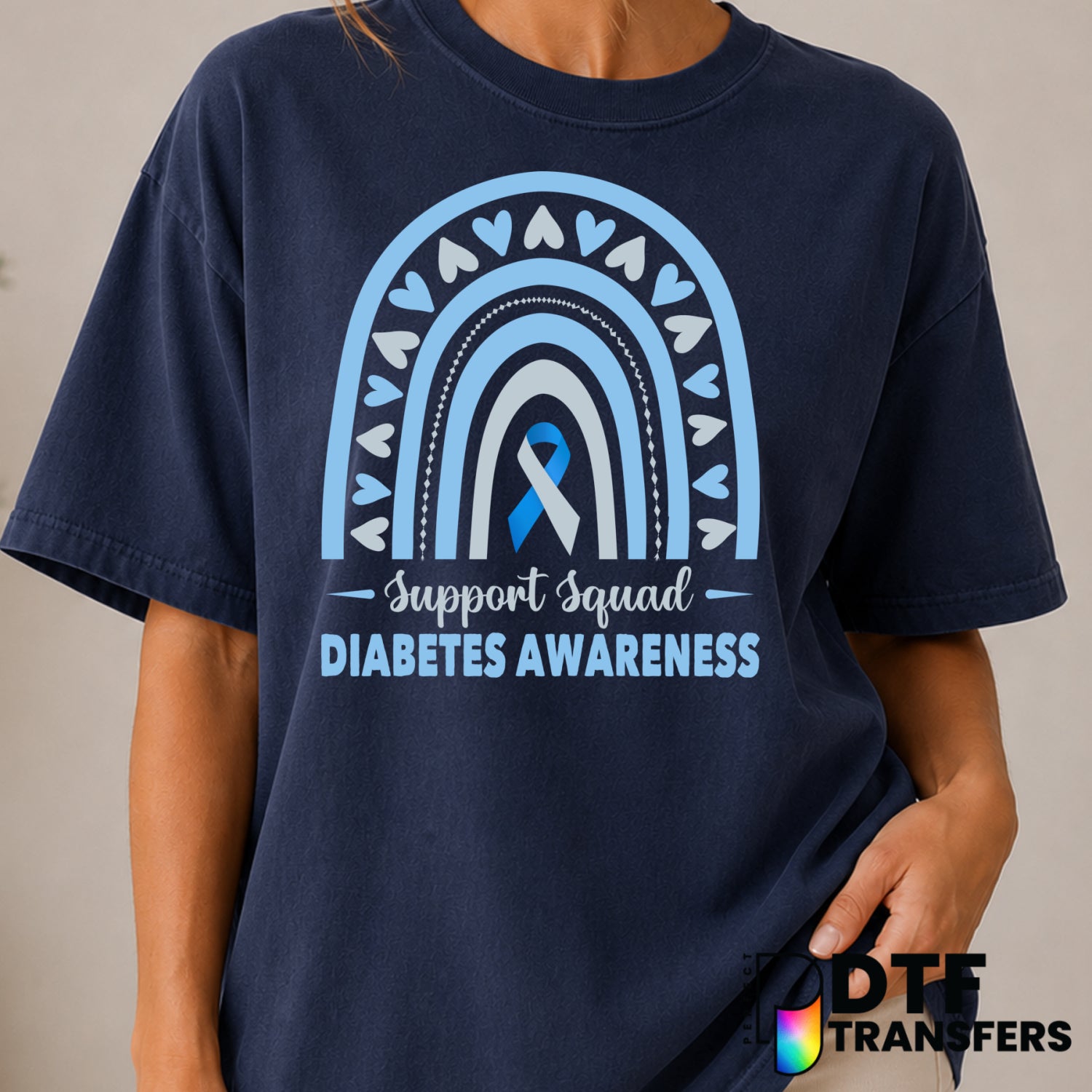 Support Squad – Diabetes Awareness DTF Transfer (view 1 of 2) – by Perfect DTF Transfers – Premade DTF Transfers – Diabete...