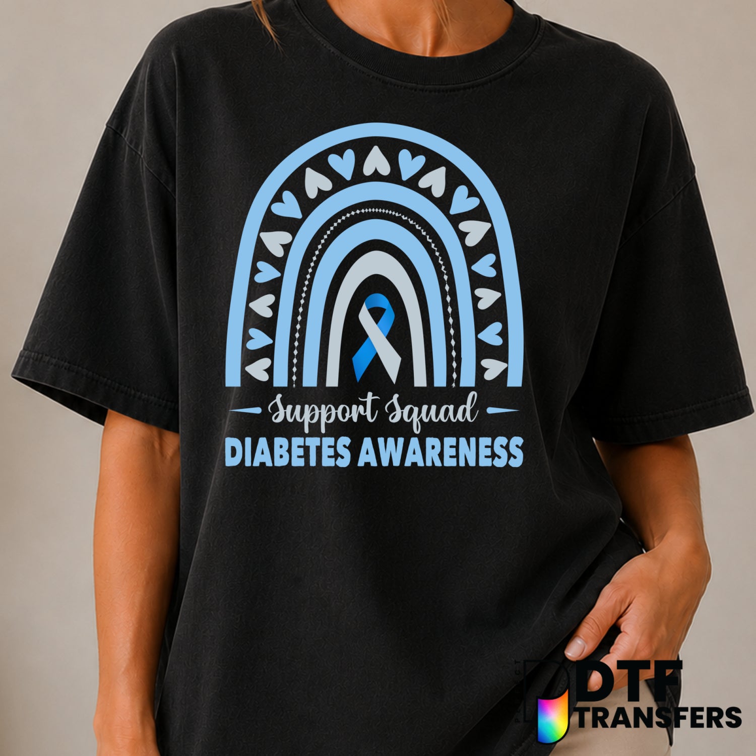 Support Squad – Diabetes Awareness DTF Transfer (view 2 of 2) – by Perfect DTF Transfers – Premade DTF Transfers – Diabete...