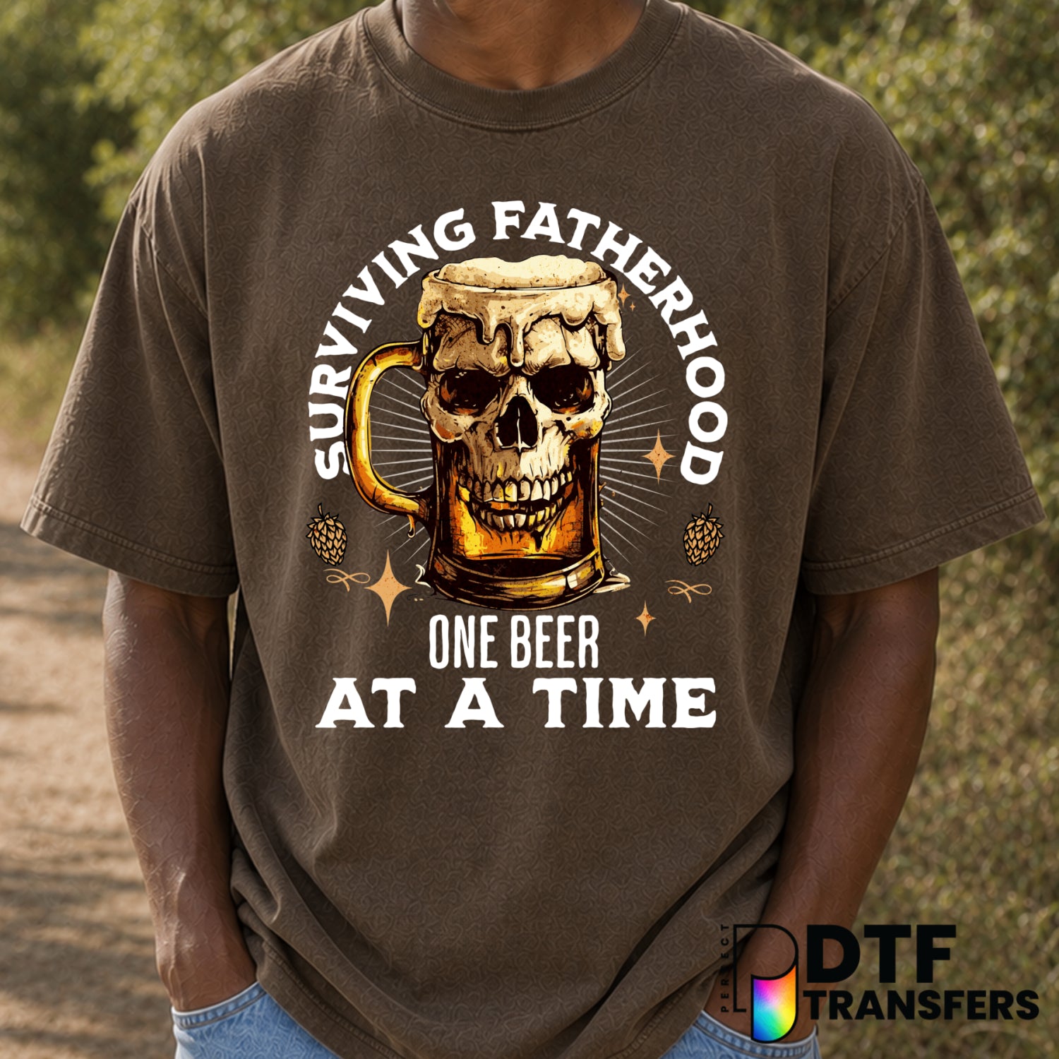 Surviving Fatherhood One Beer At A Time – Father's Day DTF Transfer (view 1 of 2) – by Perfect DTF Transfers – Premade DTF...