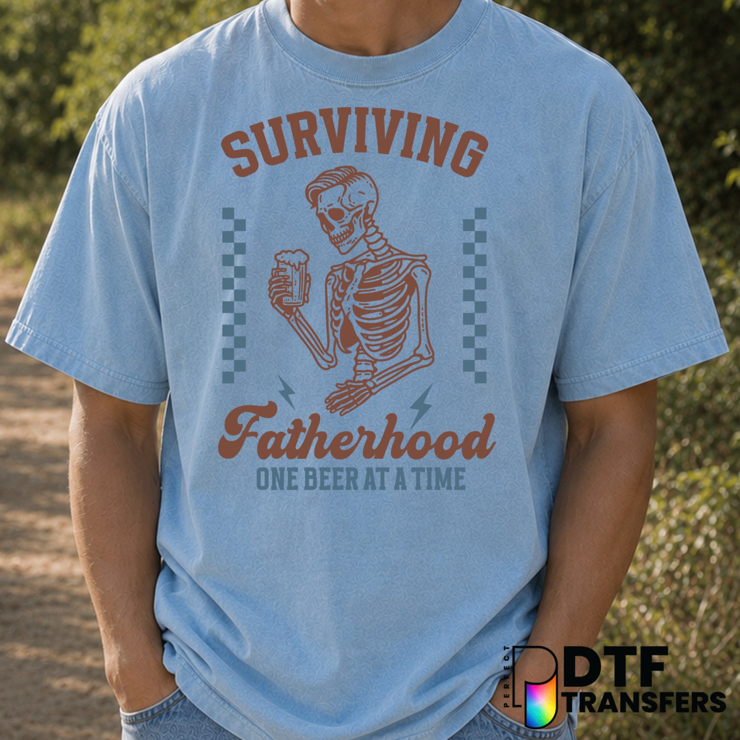 Surviving Fatherhood One Beer At A Time – Father's Day DTF Transfer (view 1 of 2) – by Perfect DTF Transfers – Premade DTF...