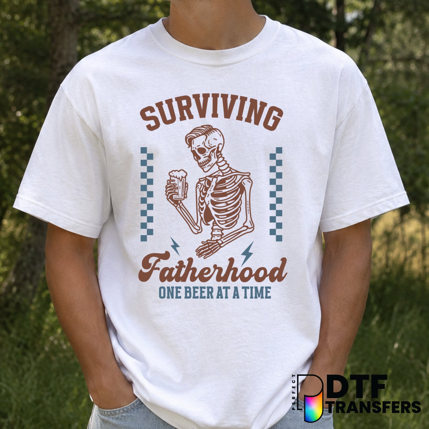 Surviving Fatherhood One Beer At A Time – Father's Day DTF Transfer (view 2 of 2) – by Perfect DTF Transfers – Premade DTF...