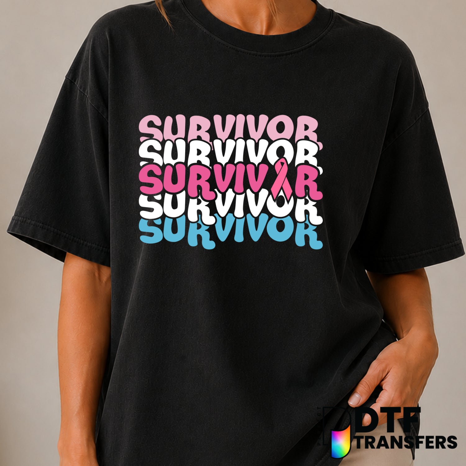 SURVIVOR Breast Cancer Awareness – DTF Transfer (view 2 of 2) – by Perfect DTF Transfers – Premade DTF Transfers – Cancer...