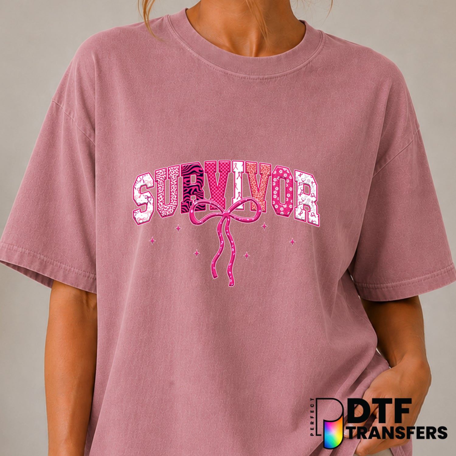SURVIVOR FIGHTER THRIVER STRONG HOPE – Cancer Awareness DTF Transfer (view 2 of 2) – by Perfect DTF Transfers – Premade DT...