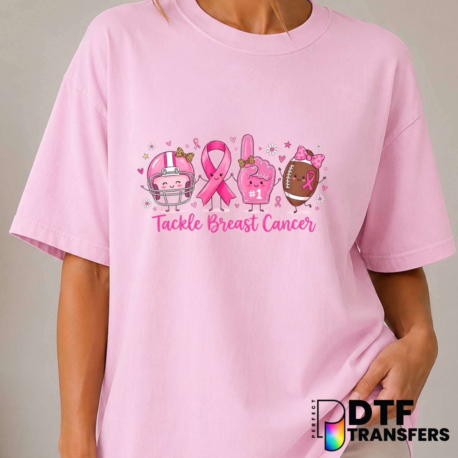 Tackle Breast Cancer – Cancer Awareness DTF Transfer (view 1 of 2) – by Perfect DTF Transfers – Premade DTF Transfers – Ca...