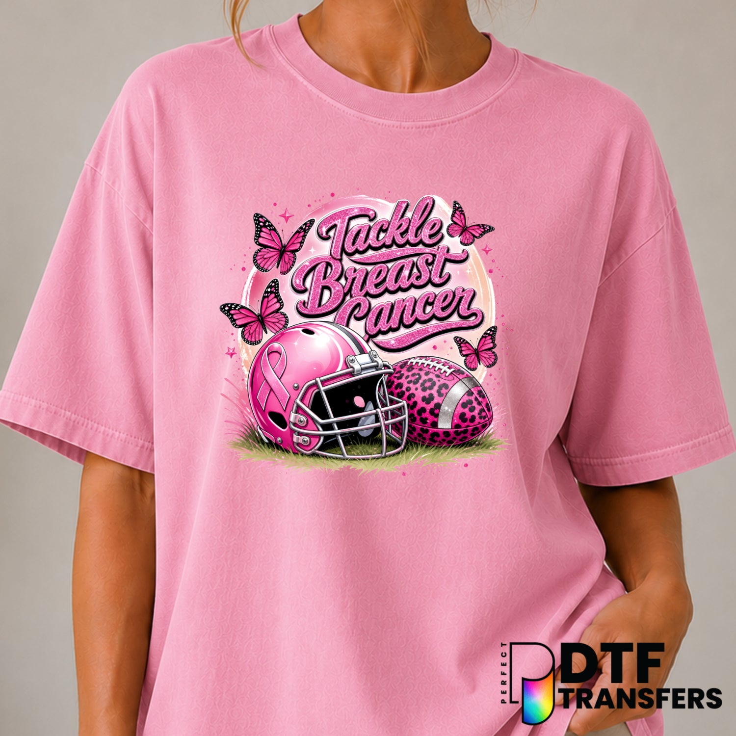 Tackle Breast Cancer – Cancer Awareness DTF Transfer (view 1 of 2) – by Perfect DTF Transfers – Premade DTF Transfers – Ca...