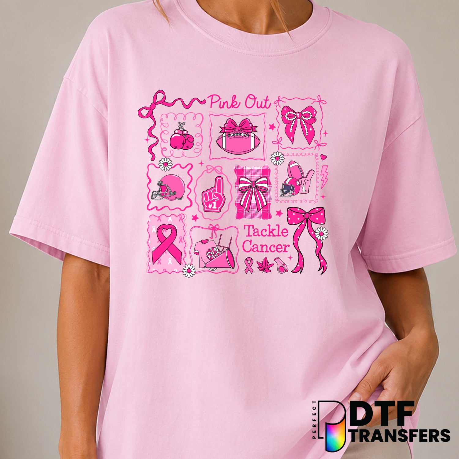 TACKLE CANCER – Cancer Awareness DTF Transfer (view 1 of 2) – by Perfect DTF Transfers – Premade DTF Transfers – Cancer Aw...