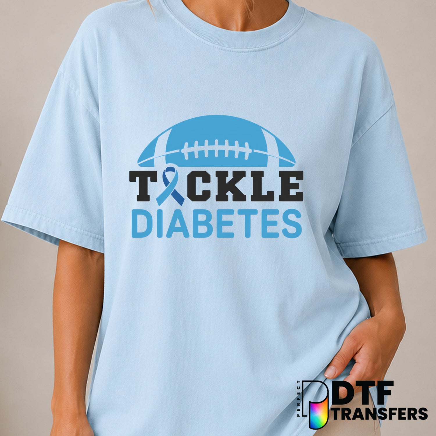 TACKLE DIABETES – Diabetes Awareness DTF Transfer (view 1 of 2) – by Perfect DTF Transfers – Premade DTF Transfers – Diabe...