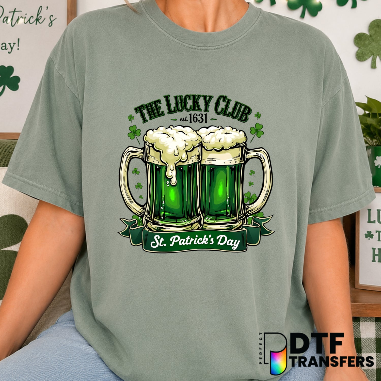 The Lucky Day St. Patrick's Day Beer Mug – DTF Transfer (view 2 of 2) – by Perfect DTF Transfers – Premade DTF Transfers –...