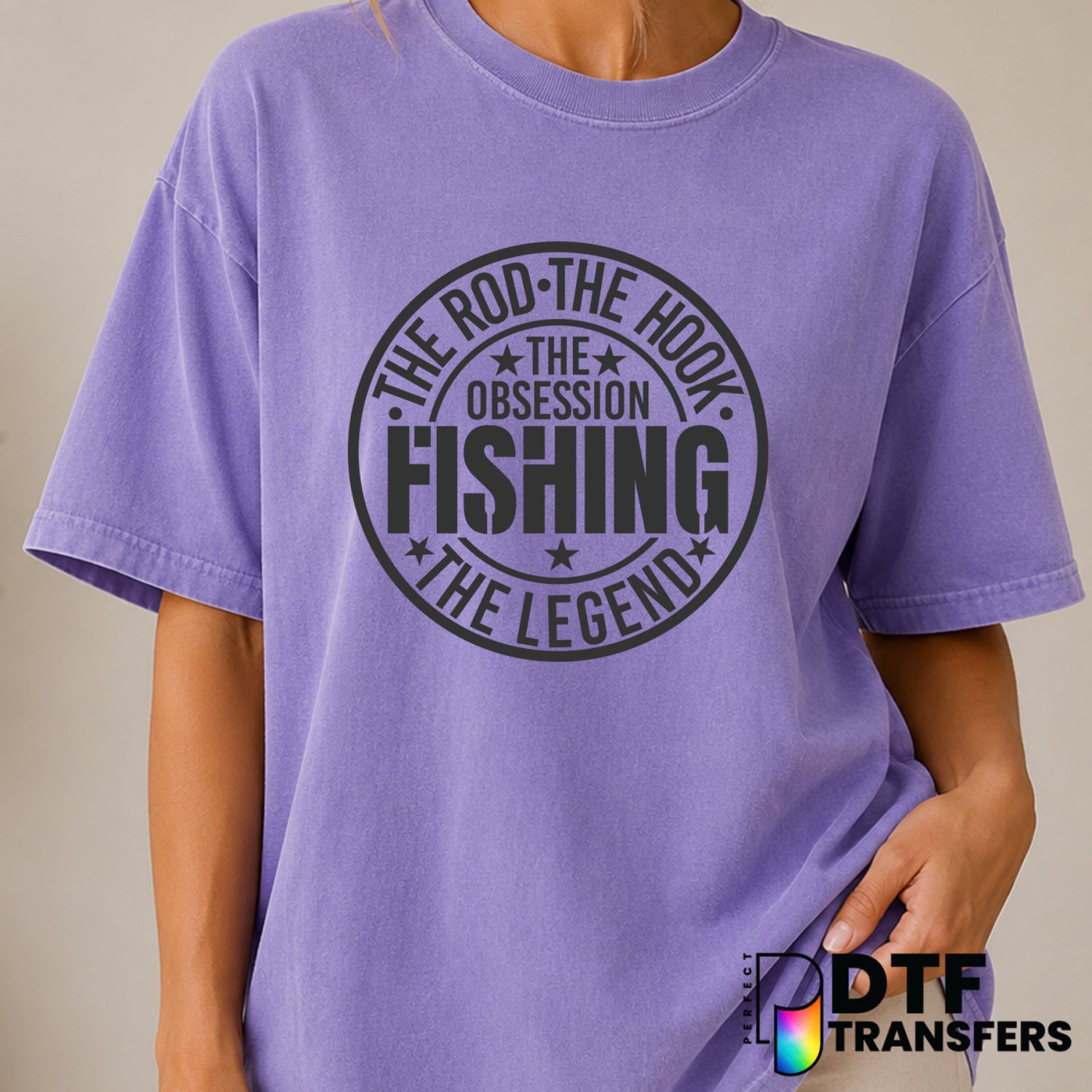 The Rod The Hook The Obsession The Fishing Legend – Fishing DTF Transfer (view 2 of 2) – by Perfect DTF Transfers – Premad...