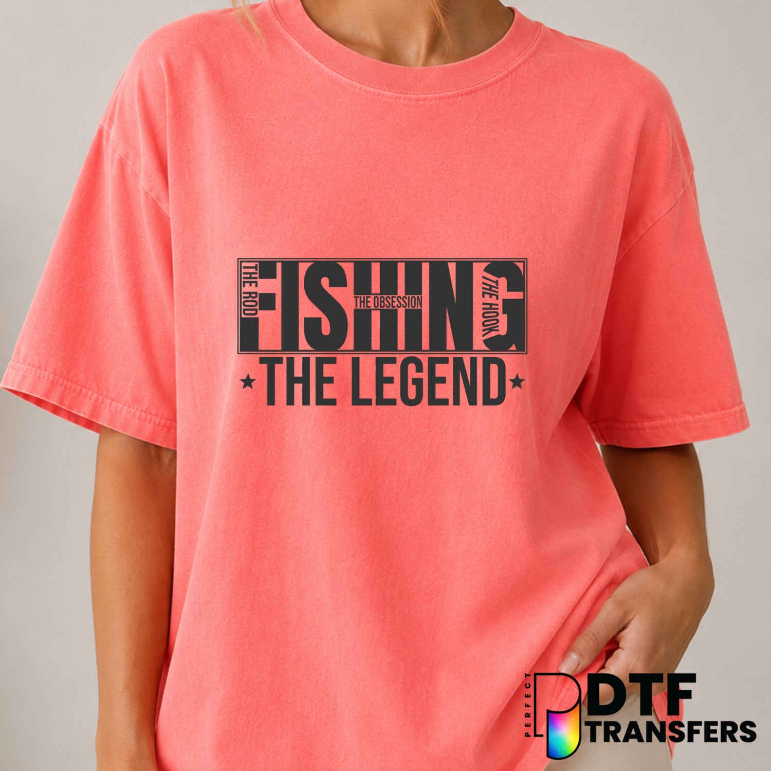 THE ROD THE OBSESSION THE HOOK THE LEGEND – Fishing DTF Transfer (view 1 of 2) – by Perfect DTF Transfers – Premade DTF Tr...