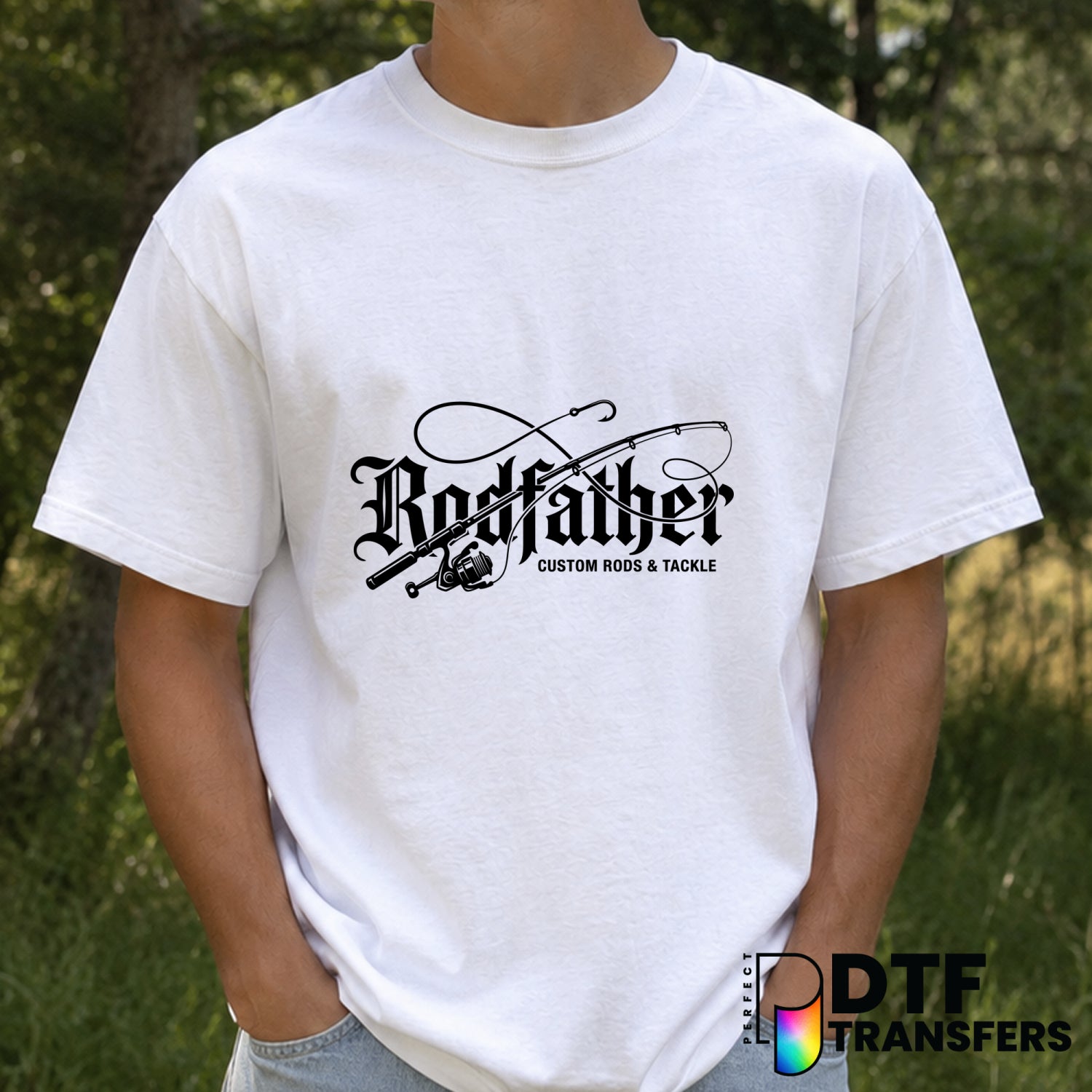 The Rodfather Fishing Legend – Father's Day DTF Transfer (view 1 of 2) – by Perfect DTF Transfers – Premade DTF Transfers...
