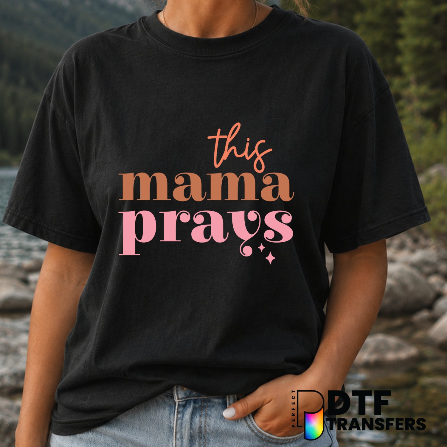 This Mama Prays – Mother's Day DTF Transfer (view 1 of 2) – by Perfect DTF Transfers – Premade DTF Transfers – Mother's Da...