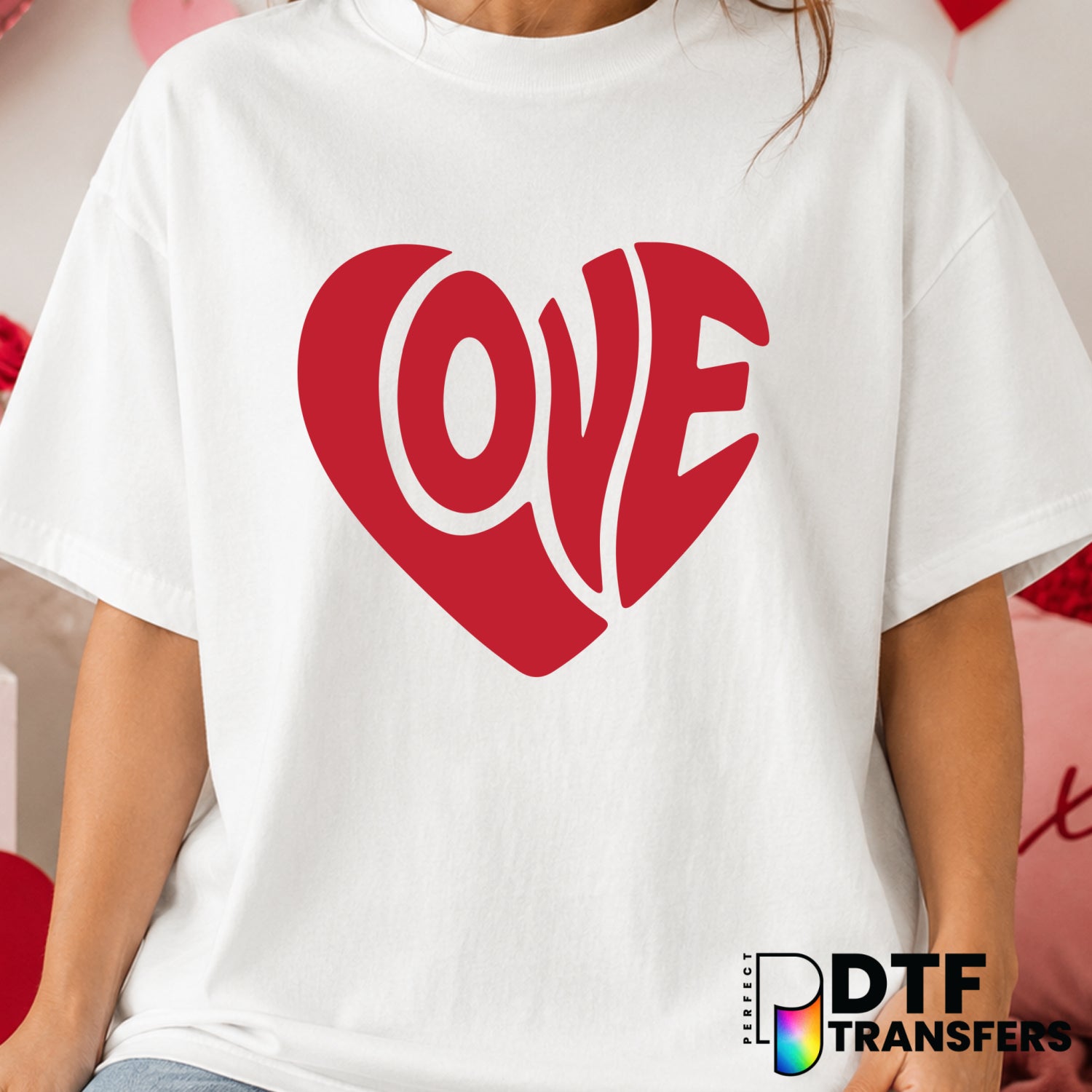 Warped LOVE Heart – Valentine's Day DTF Transfer (view 2 of 2) – by Perfect DTF Transfers – Premade DTF Transfers – Valent...