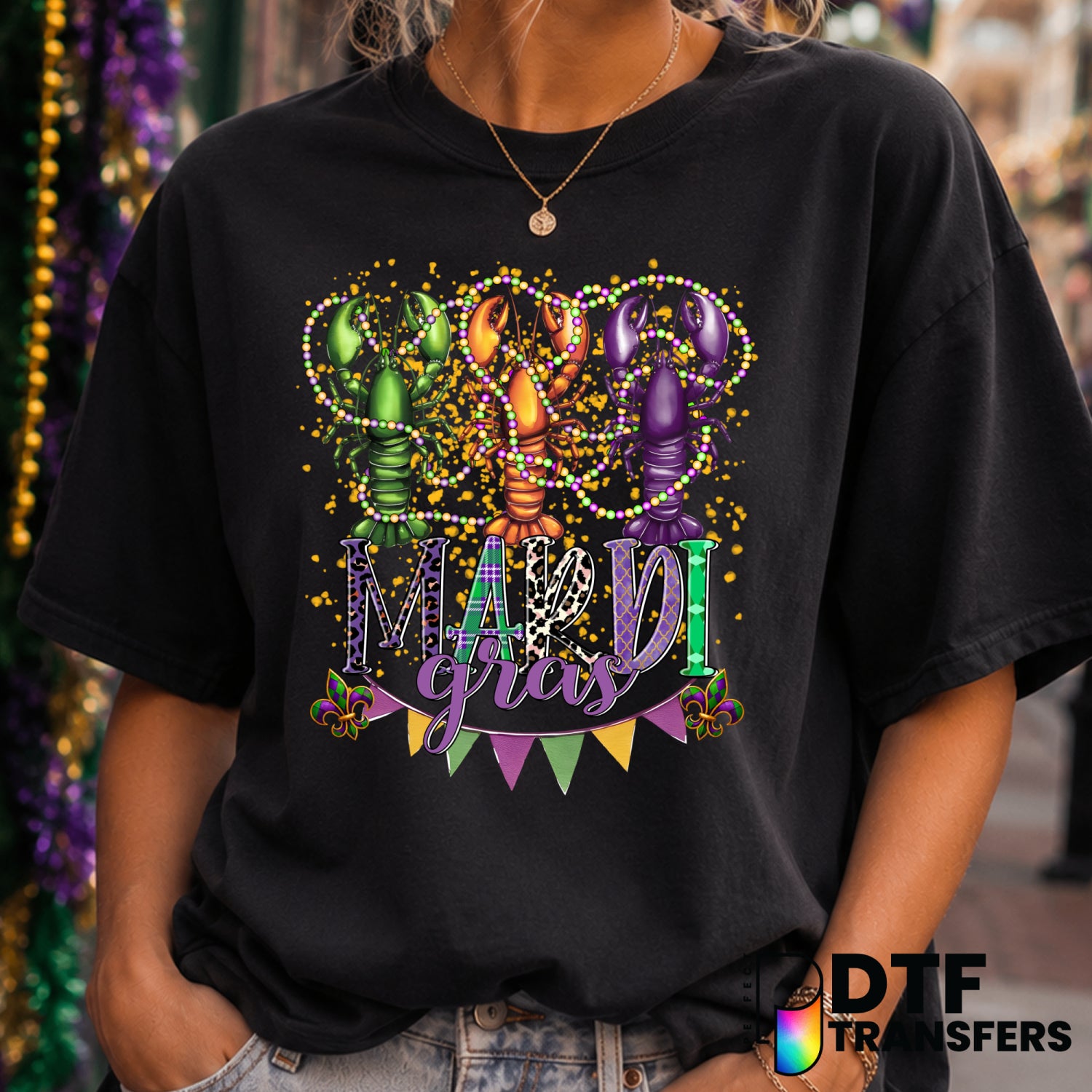 Watercolor Leopard Crawfish Jester – Mardi Gras DTF Transfer (view 1 of 2) – by Perfect DTF Transfers – Premade DTF Transf...