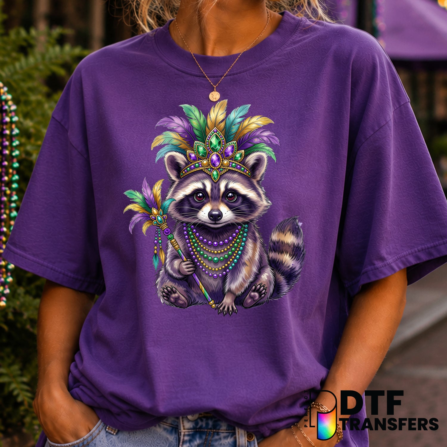 Watercolor Raccoon Jester – Mardi Gras DTF Transfer (view 2 of 2) – by Perfect DTF Transfers – Premade DTF Transfers – Mar...