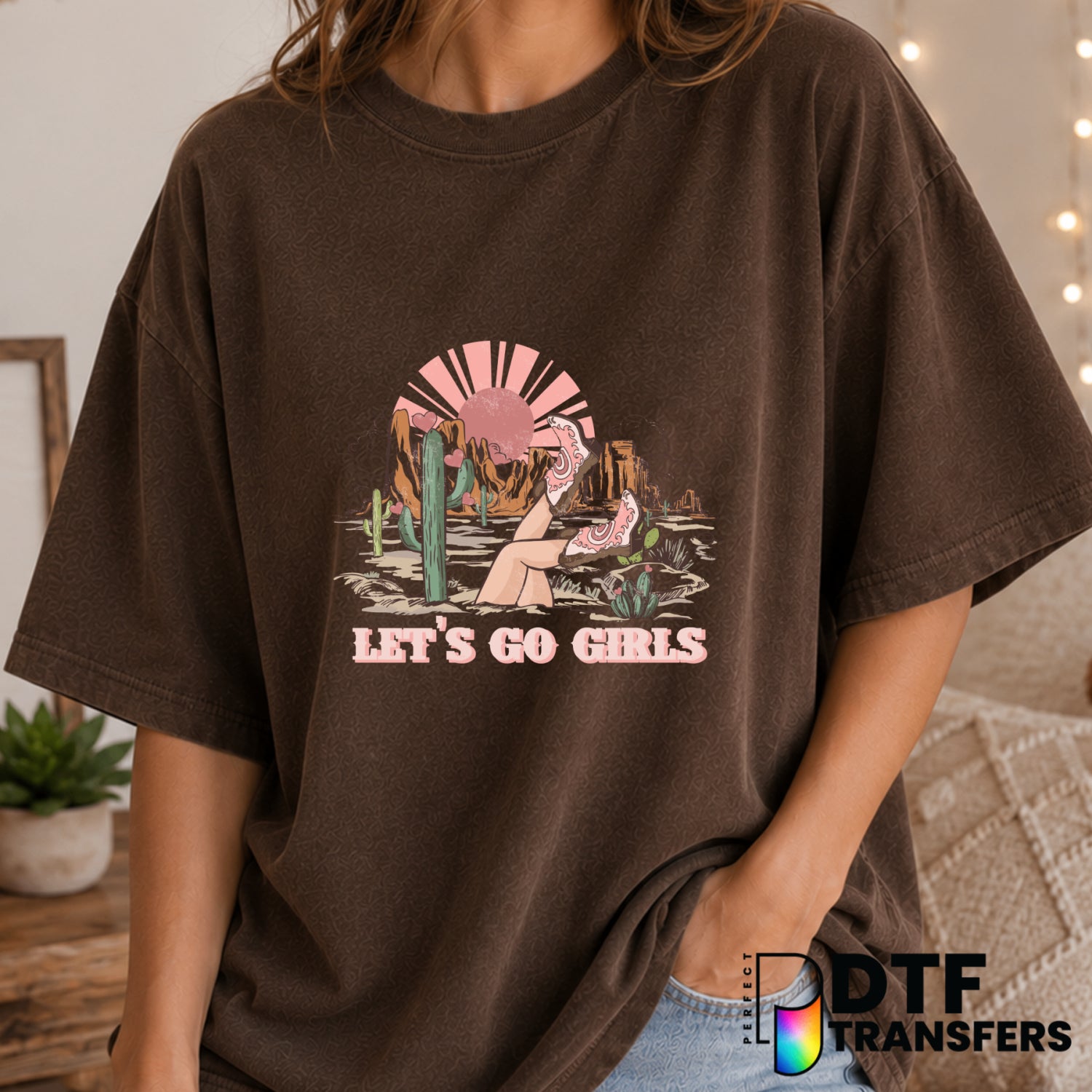 Western Cowgirl Let's Go Girls – Valentine's Day DTF Transfer (view 2 of 2) – by Perfect DTF Transfers – Premade DTF Trans...