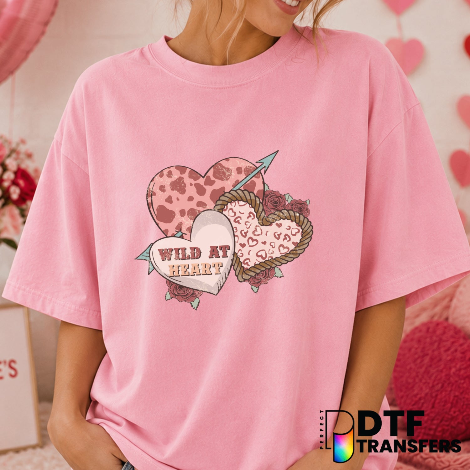Wild At Heart – Valentine's Day DTF Transfer (view 2 of 2) – by Perfect DTF Transfers – Premade DTF Transfers – Valentine'...