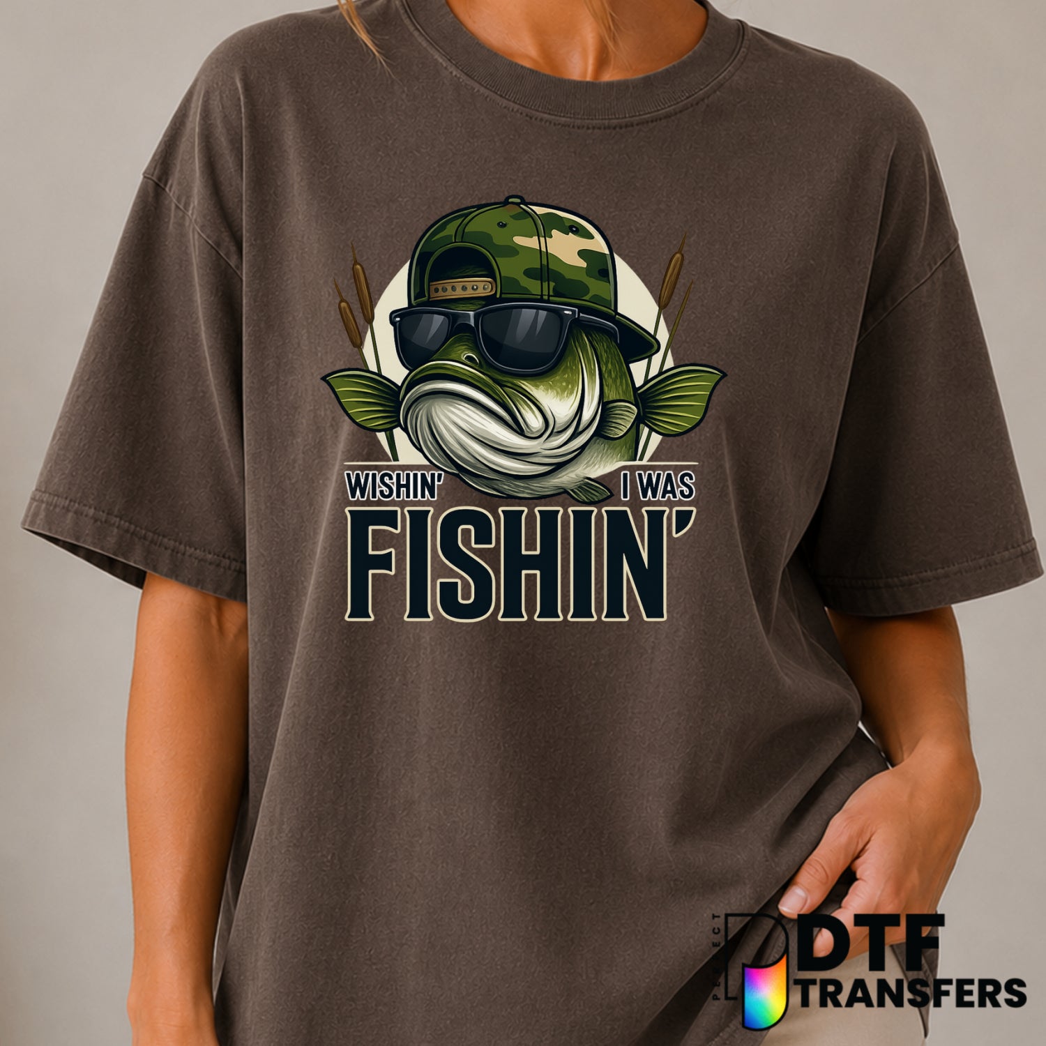 Wishin' I Was Fishin' – Fishing DTF Transfer (view 2 of 2) – by Perfect DTF Transfers – Premade DTF Transfers – Fishing, O...